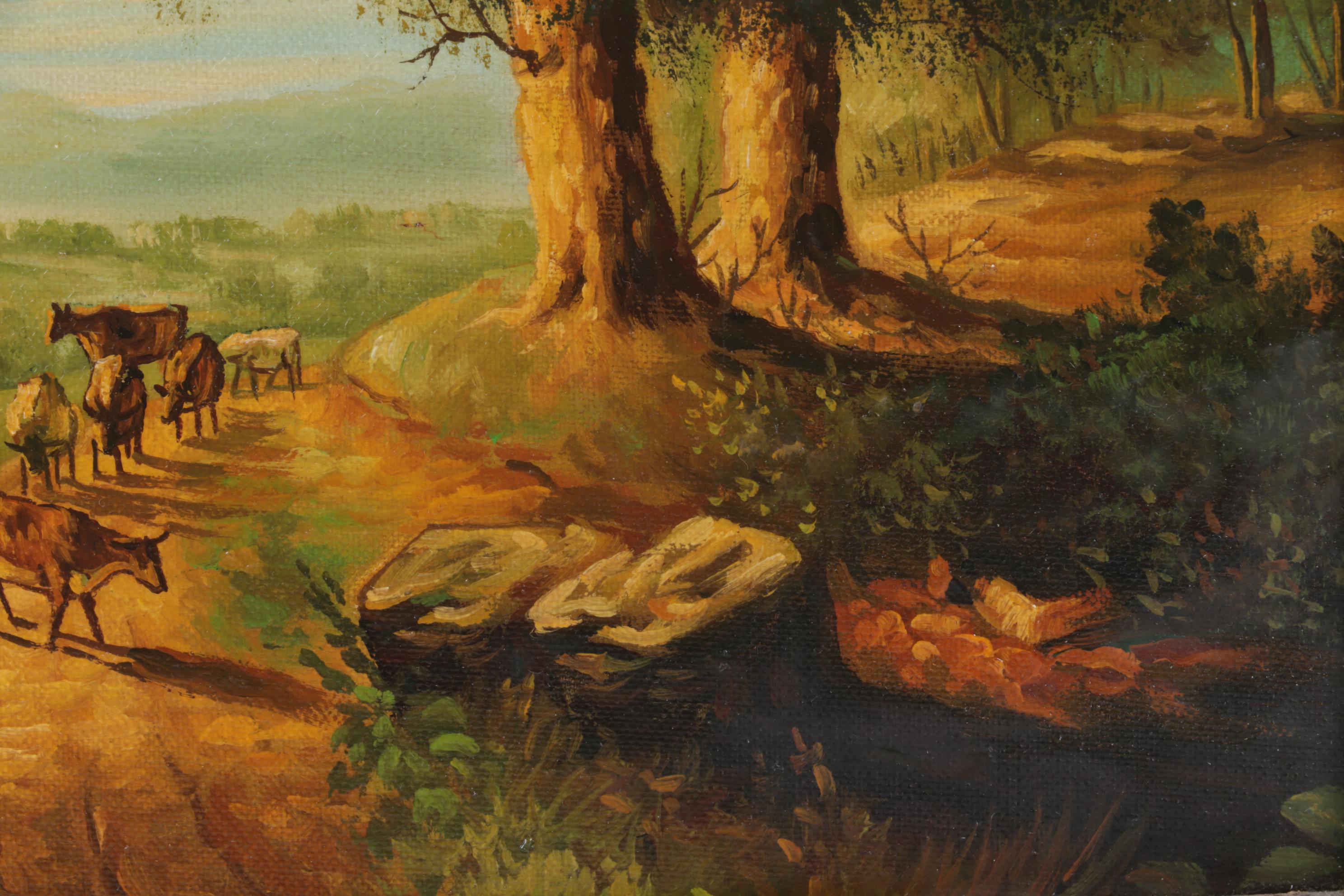 Pastoral Oil Painting After Asher Brown Durand "River Scene"