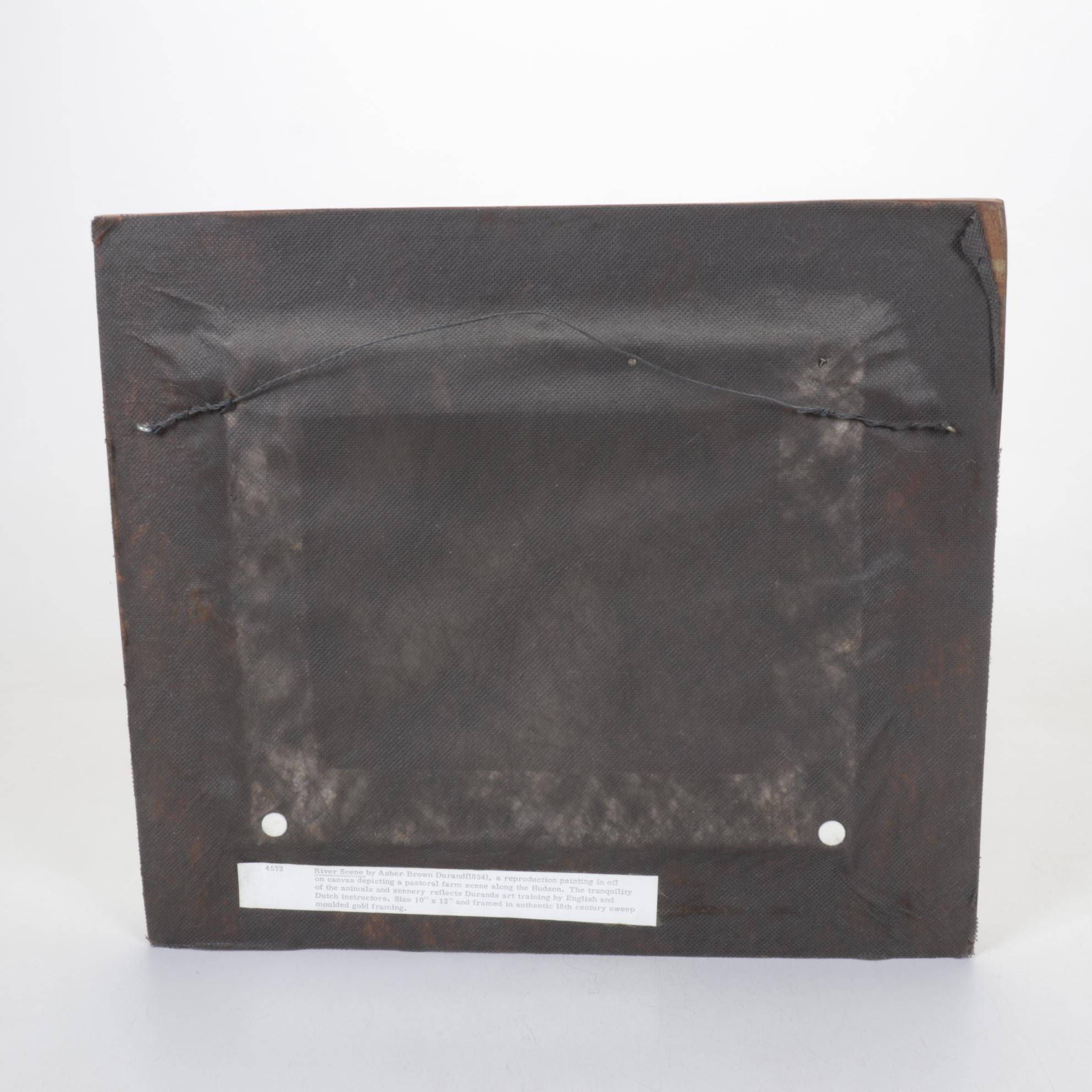 Pastoral Oil Painting After Asher Brown Durand "River Scene"