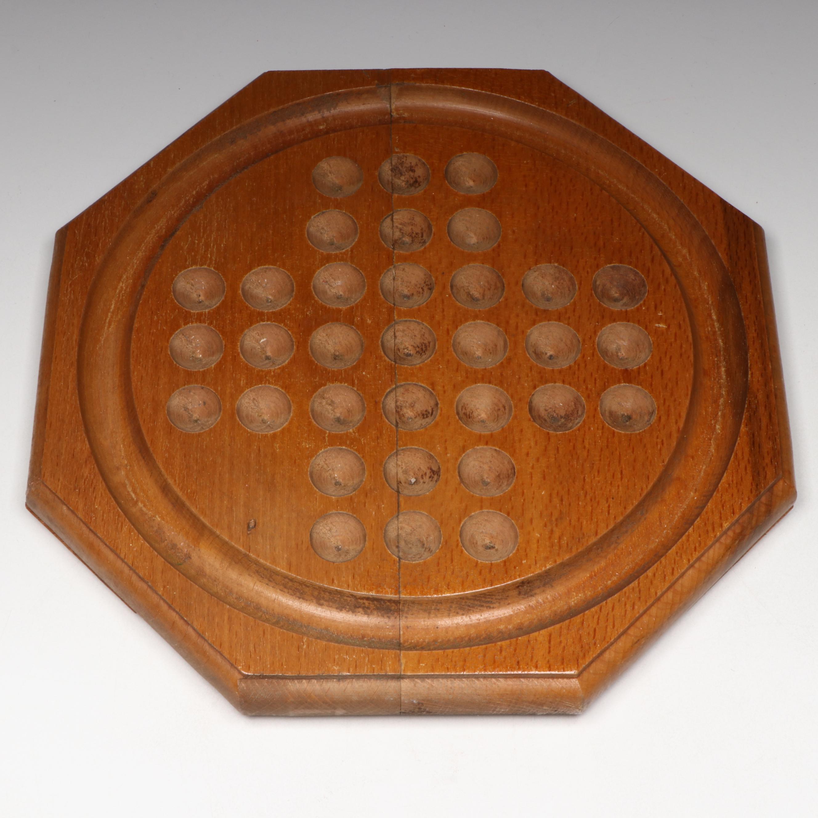 H. P. Gibson & Sons Solitaire Game in Box and Veiligglas Wire Pull Glass Marbles