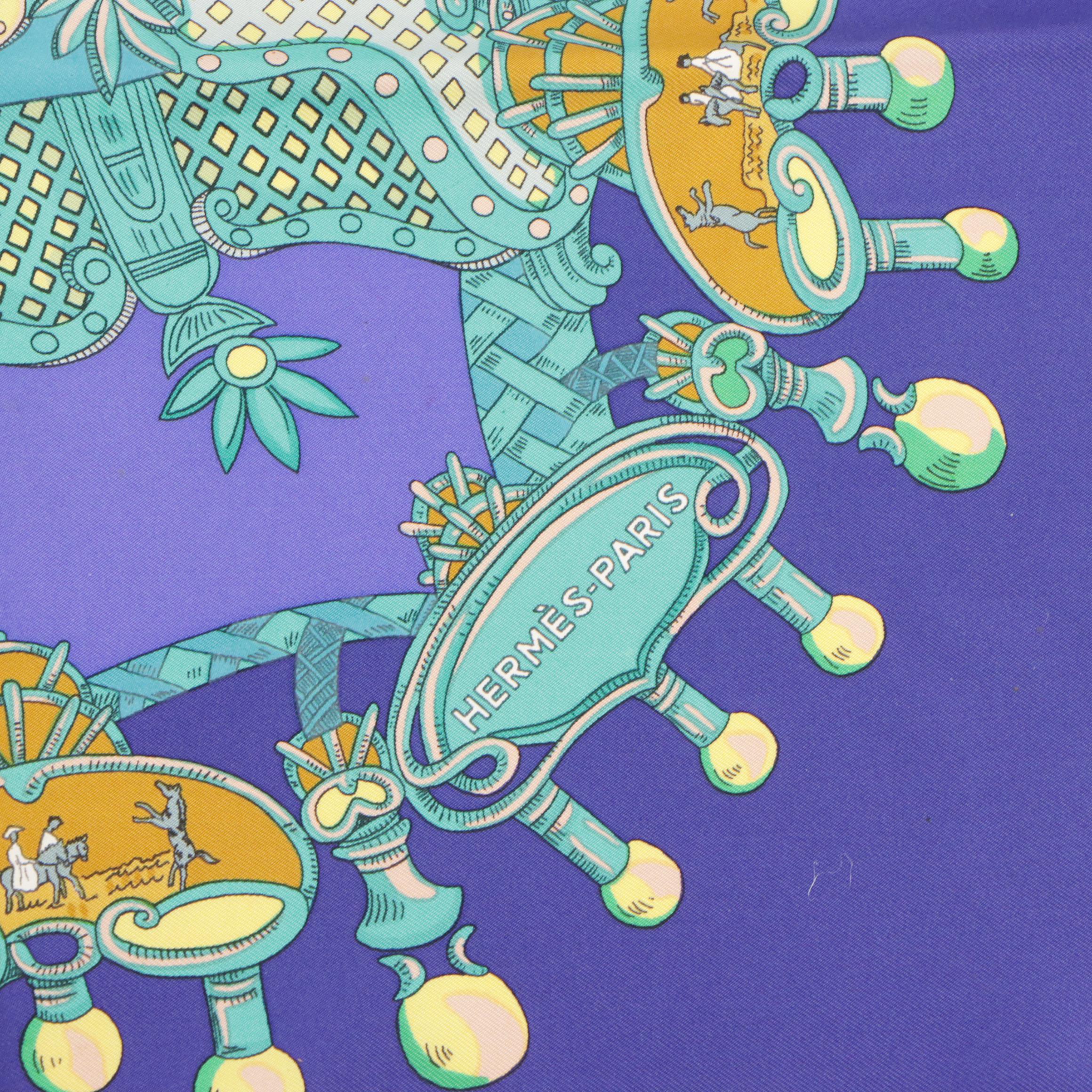 Hermès "Tournez Manège" Silk Twill Scarf 90