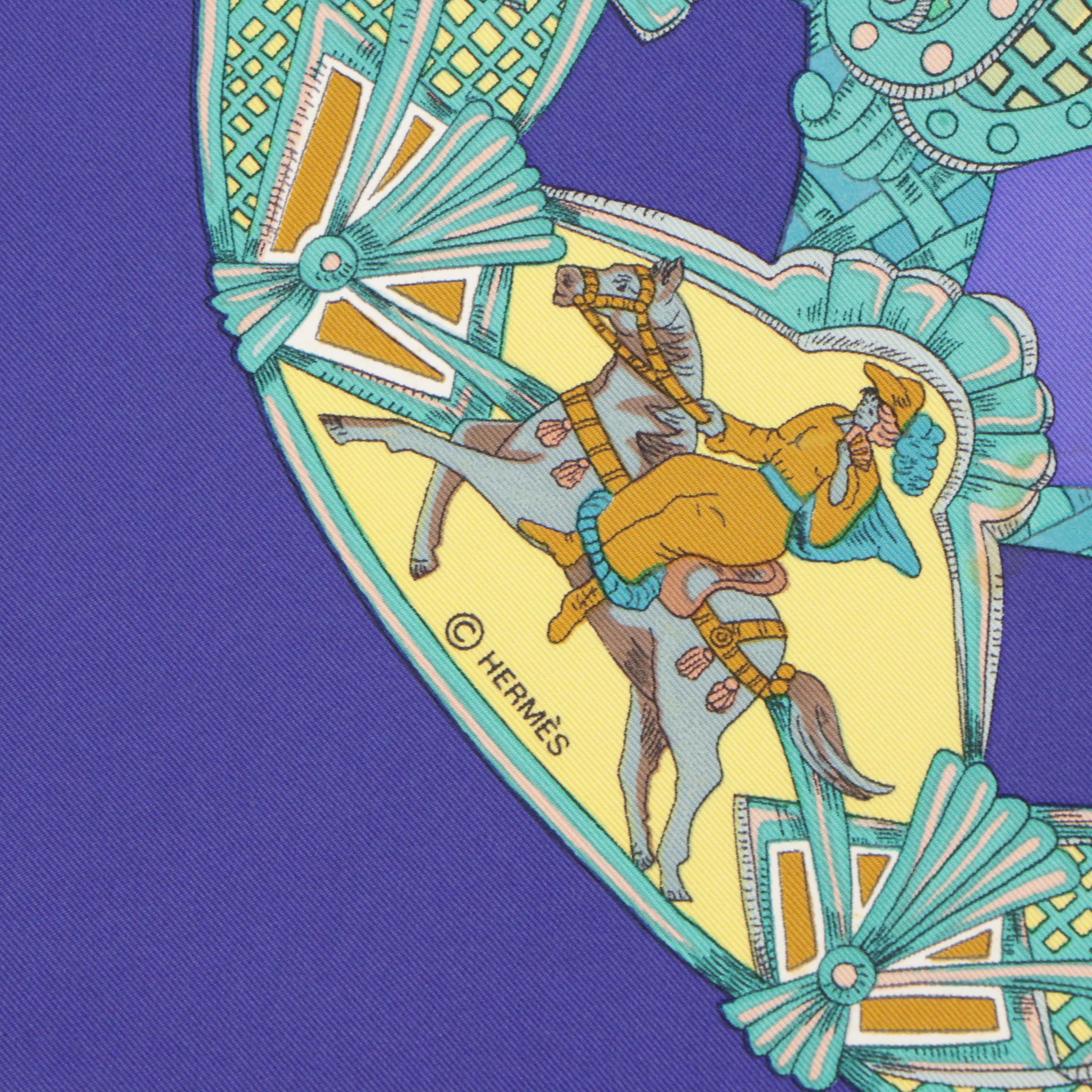 Hermès "Tournez Manège" Silk Twill Scarf 90