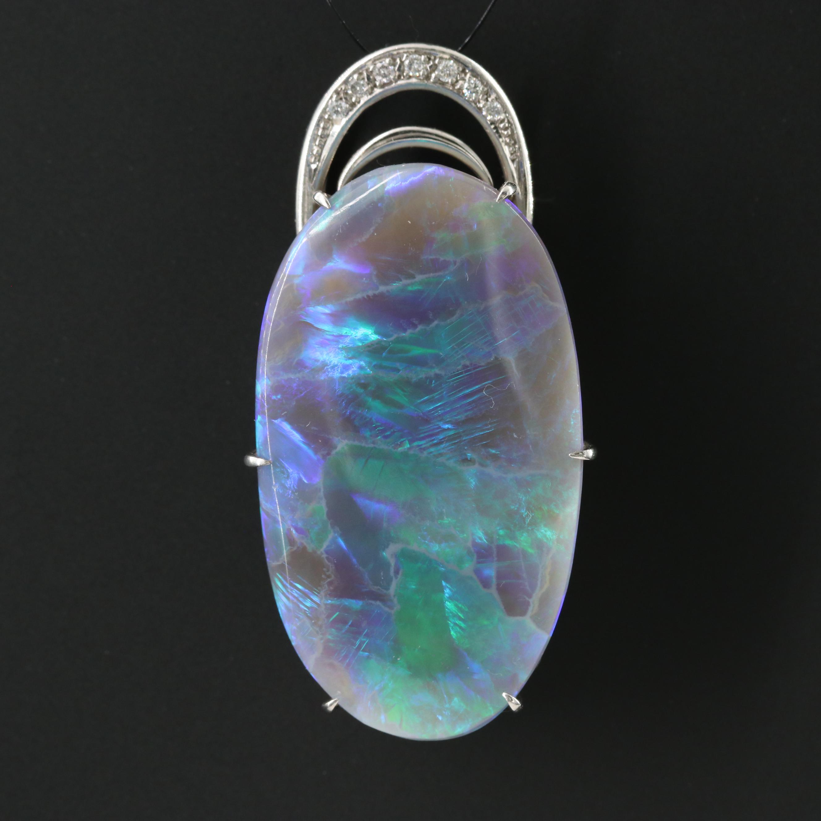 Platinum 38.38 CT Opal and Diamond Pendant