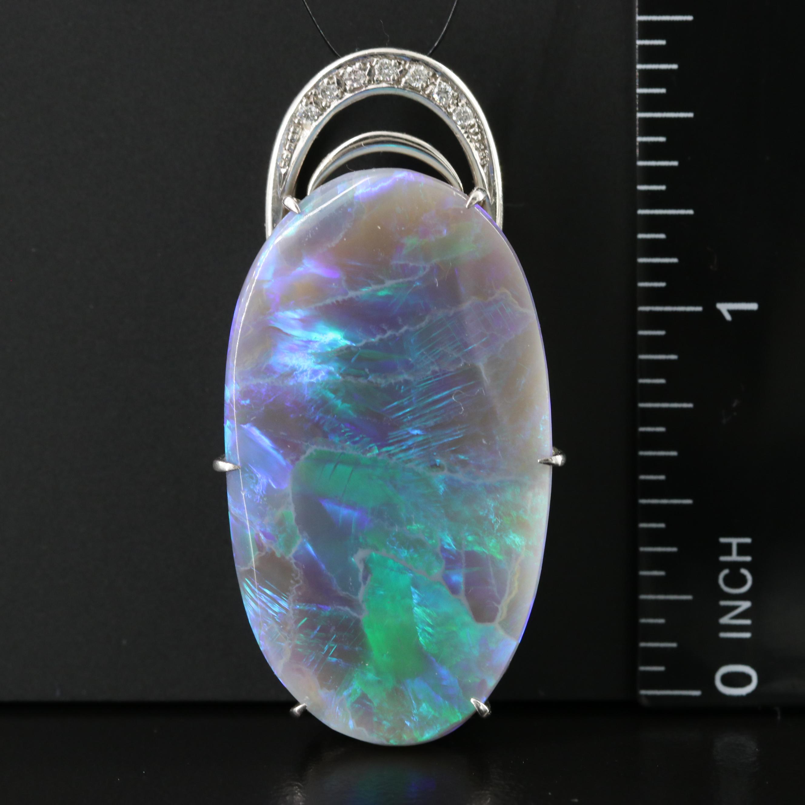 Platinum 38.38 CT Opal and Diamond Pendant