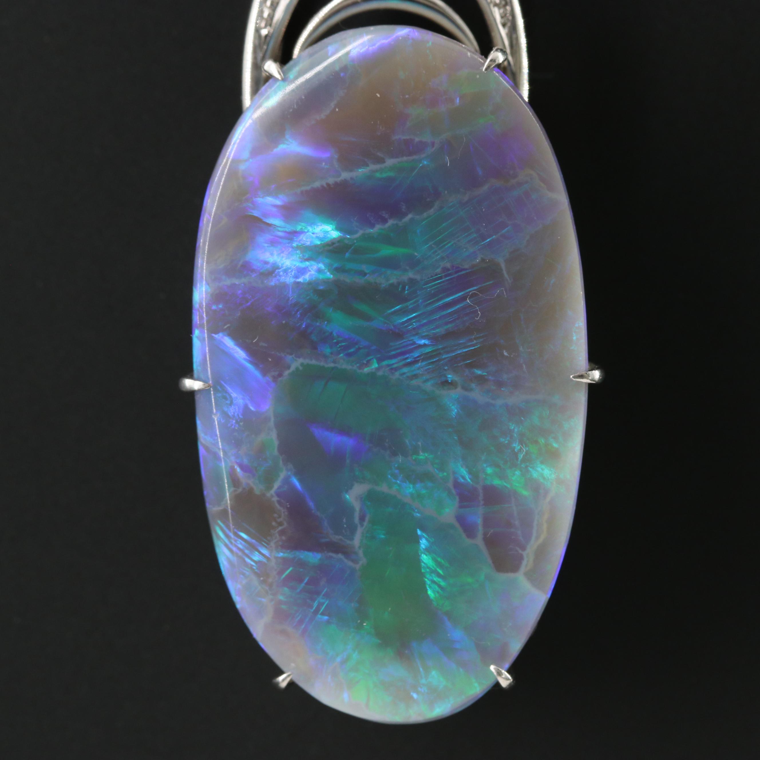 Platinum 38.38 CT Opal and Diamond Pendant