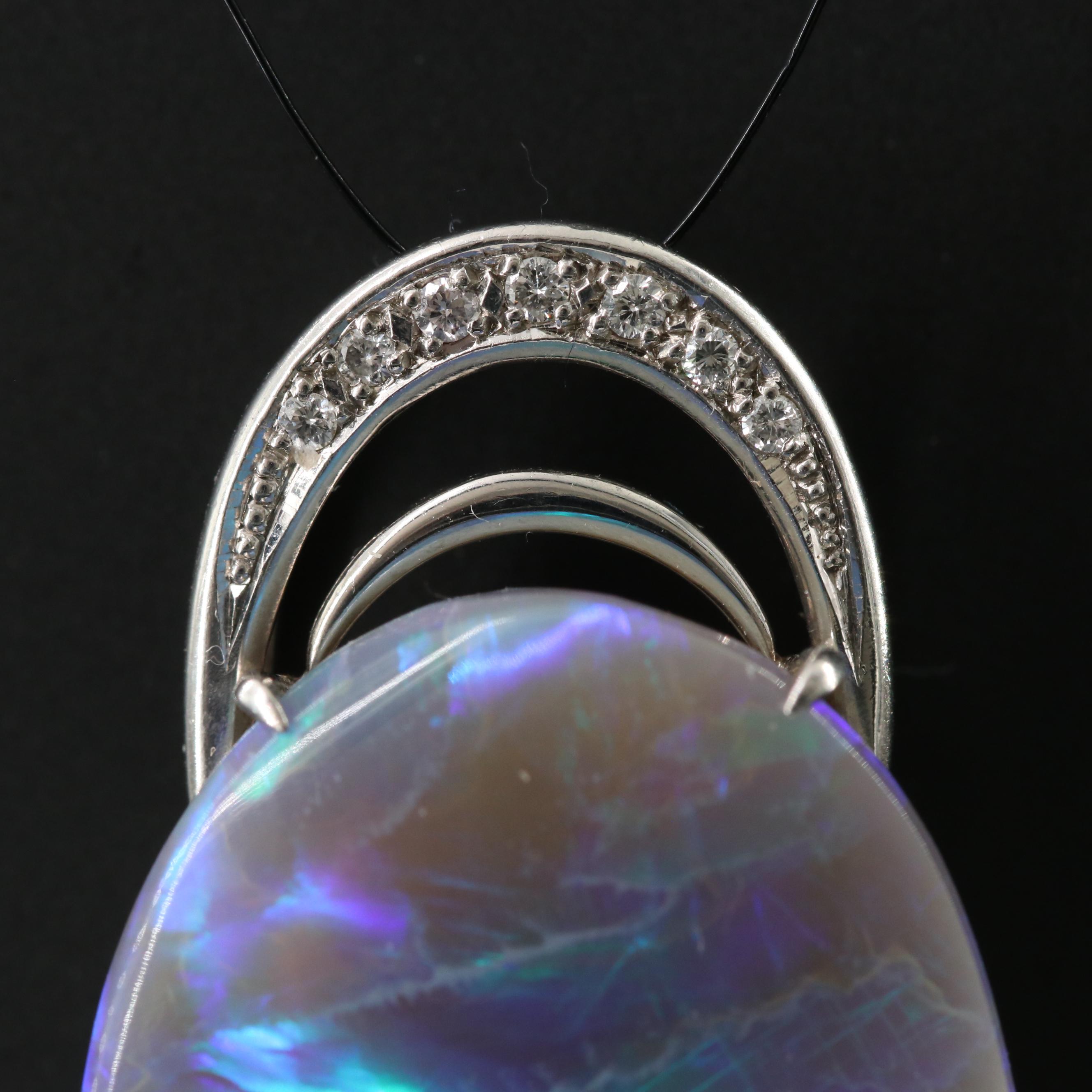 Platinum 38.38 CT Opal and Diamond Pendant