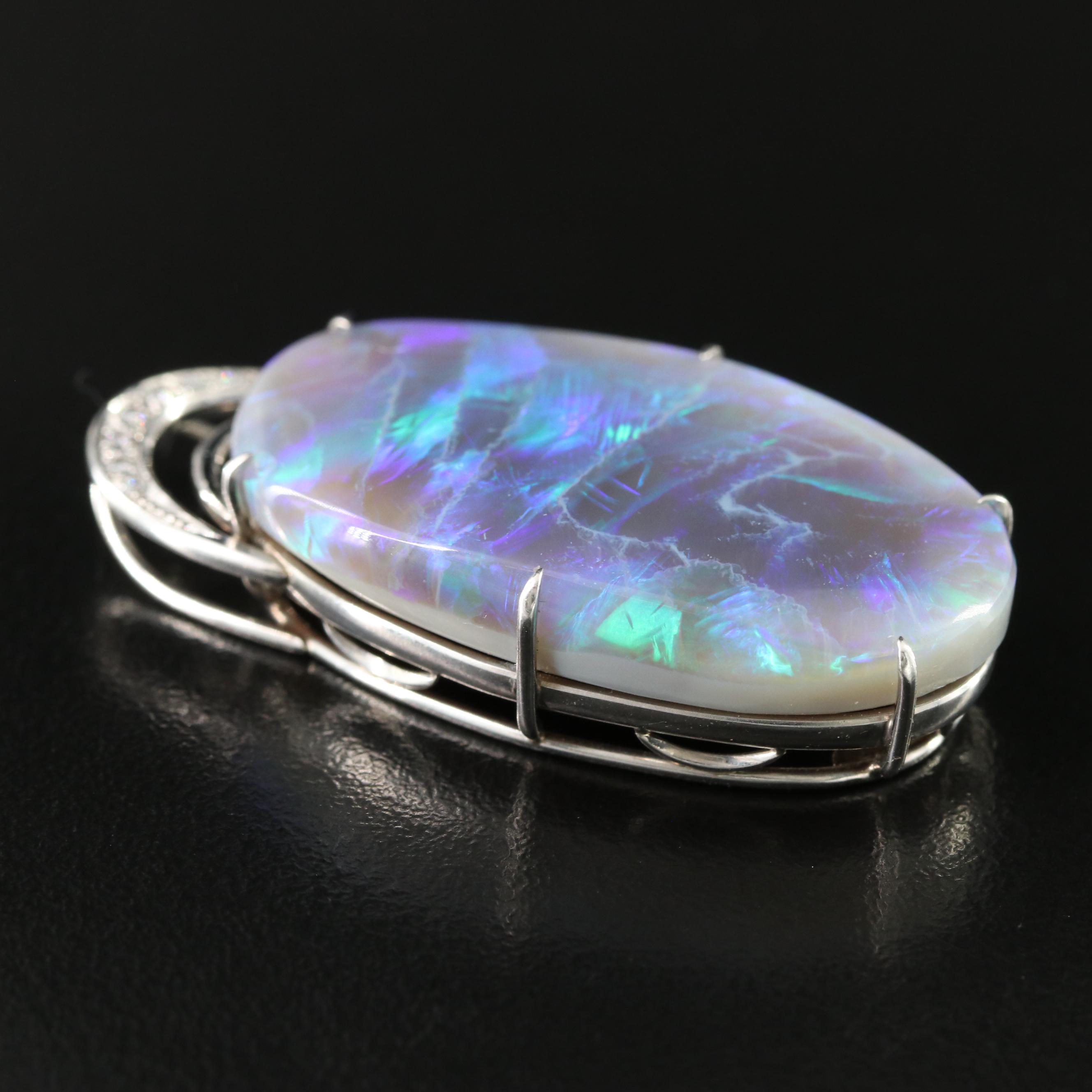 Platinum 38.38 CT Opal and Diamond Pendant