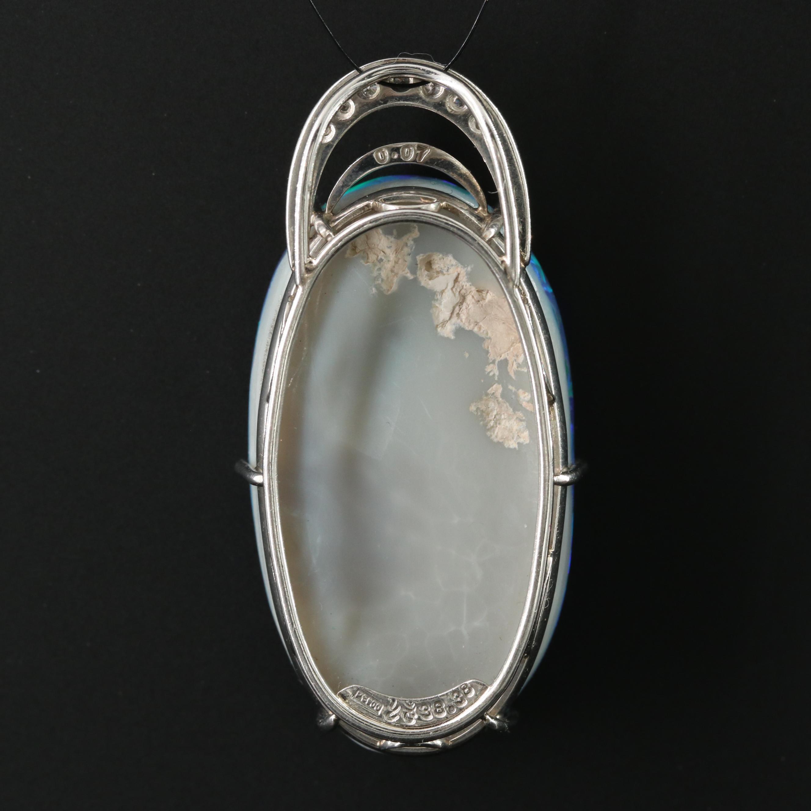 Platinum 38.38 CT Opal and Diamond Pendant