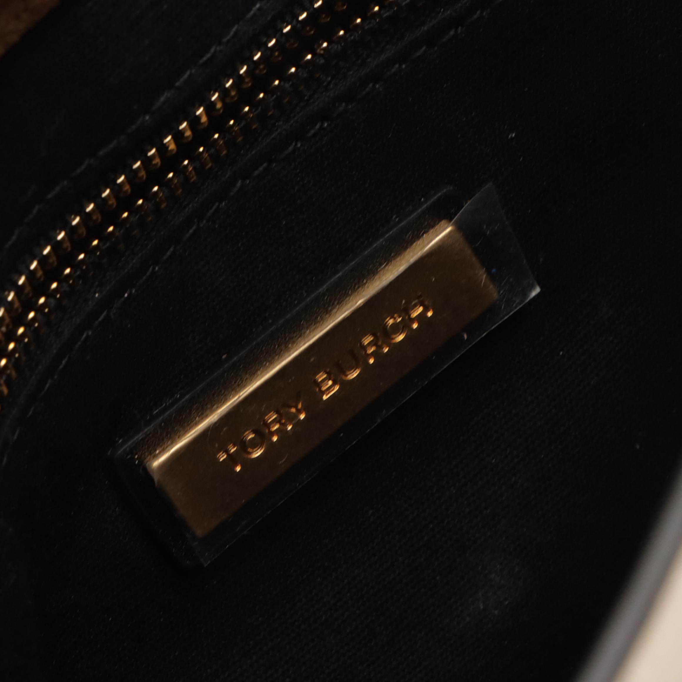 Tory Burch Bennett Saddle Crossbody in Brown Suede, Black Leather & Snakeskin