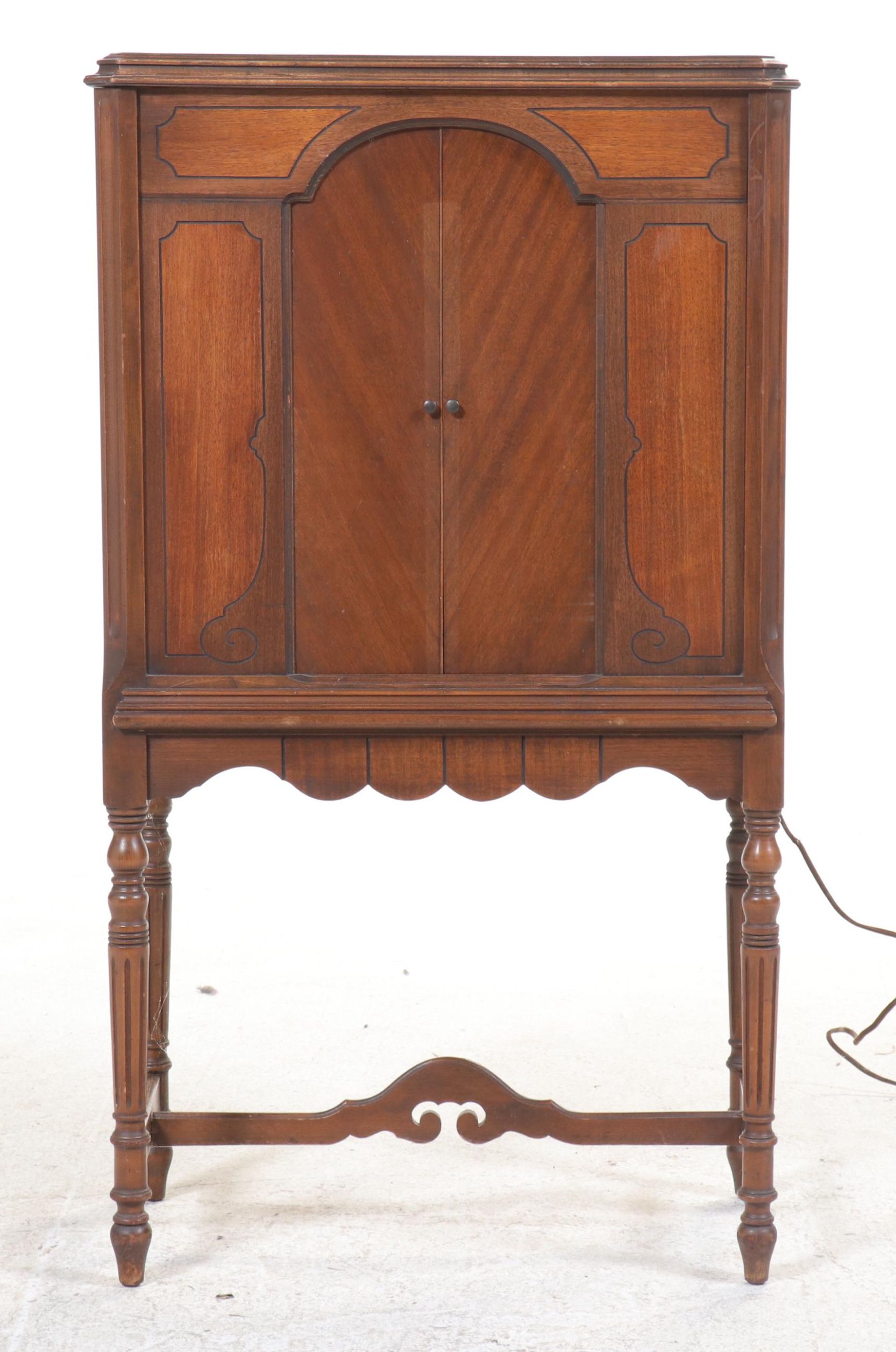 Pooley Radio Cabinet with Atwater Kent Radio, Early 20th Century