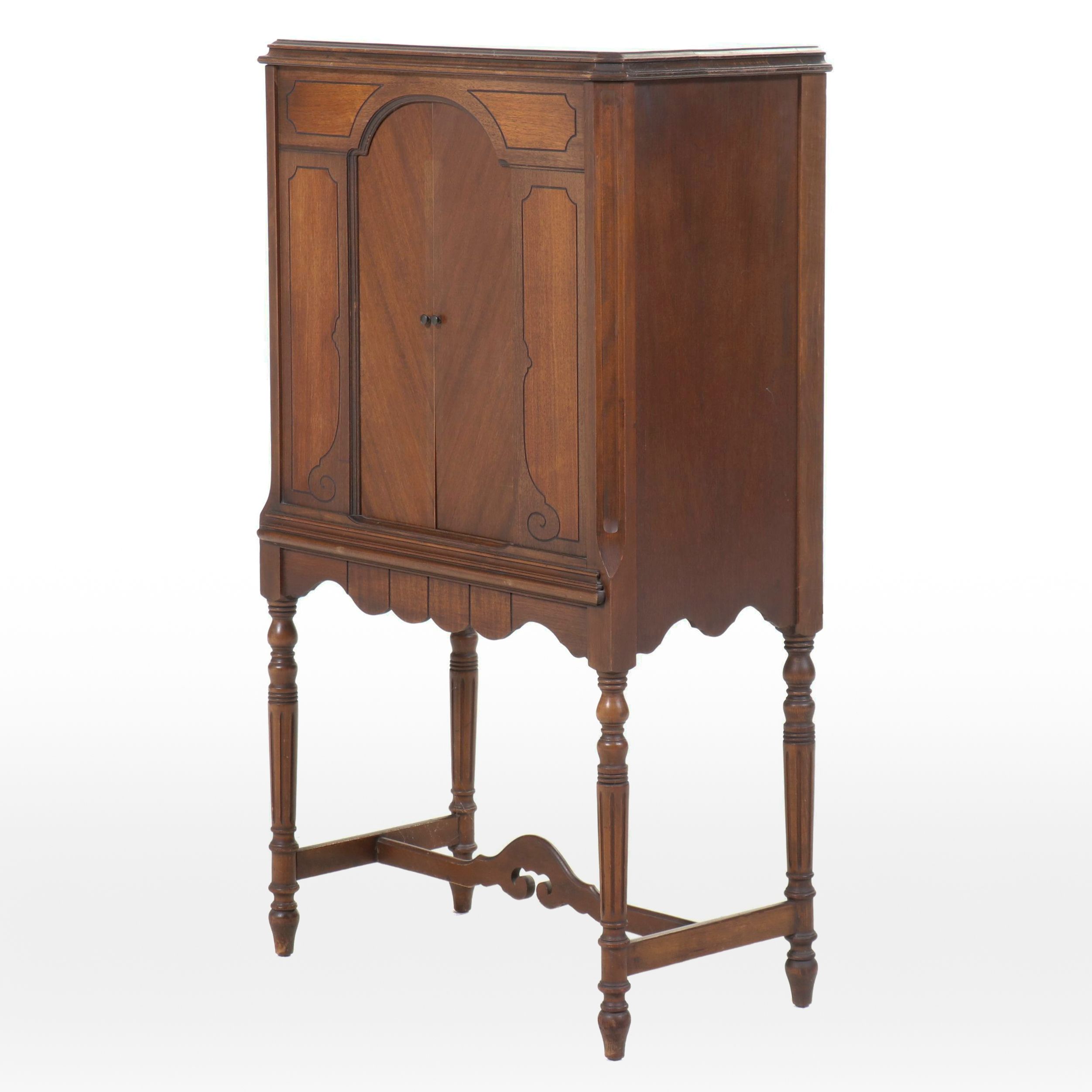 Pooley Radio Cabinet with Atwater Kent Radio, Early 20th Century