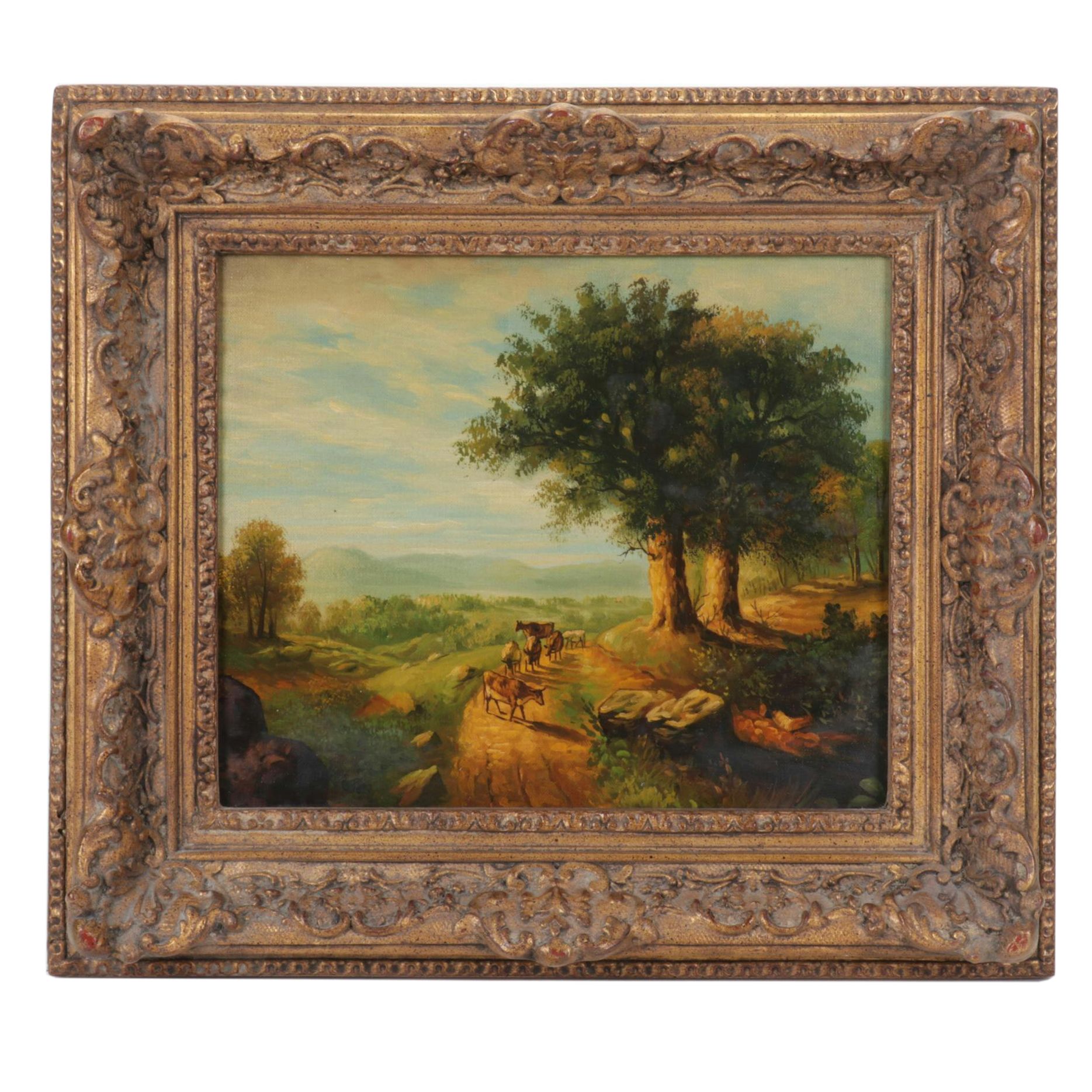 Pastoral Oil Painting After Asher Brown Durand "River Scene"