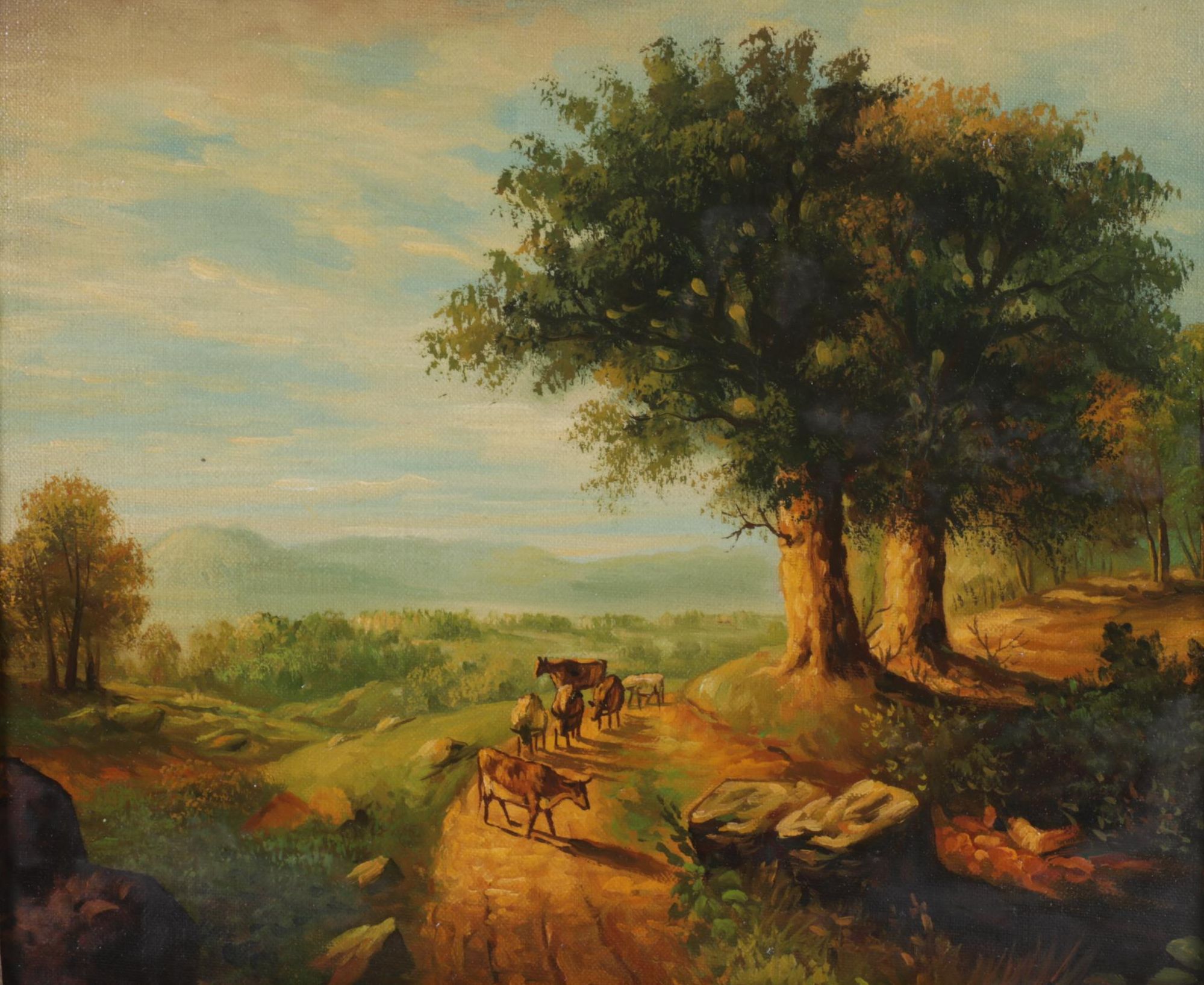 Pastoral Oil Painting After Asher Brown Durand "River Scene"