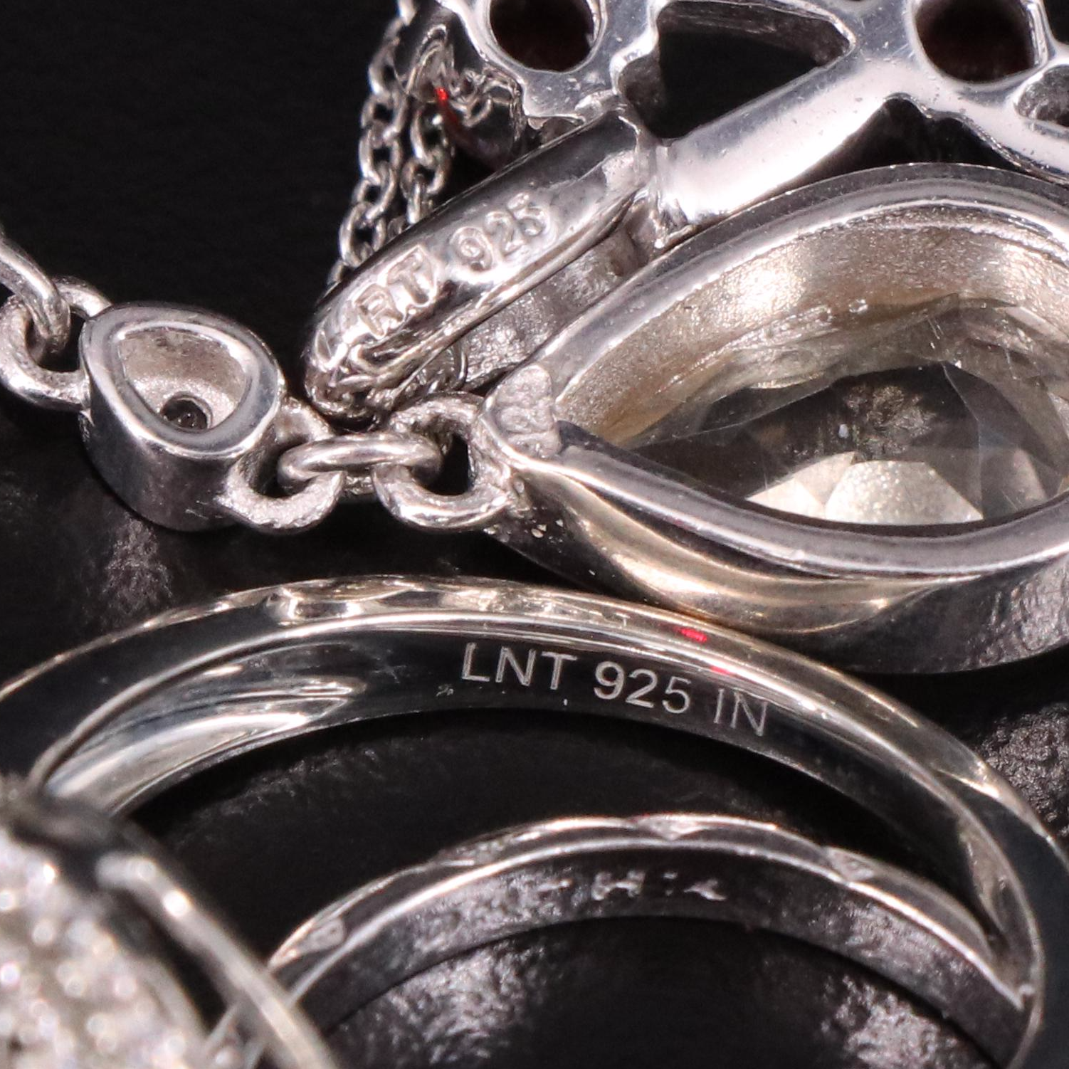 14 Assorted Sterling Silver Rings, Necklaces, Earrings, and Pendants