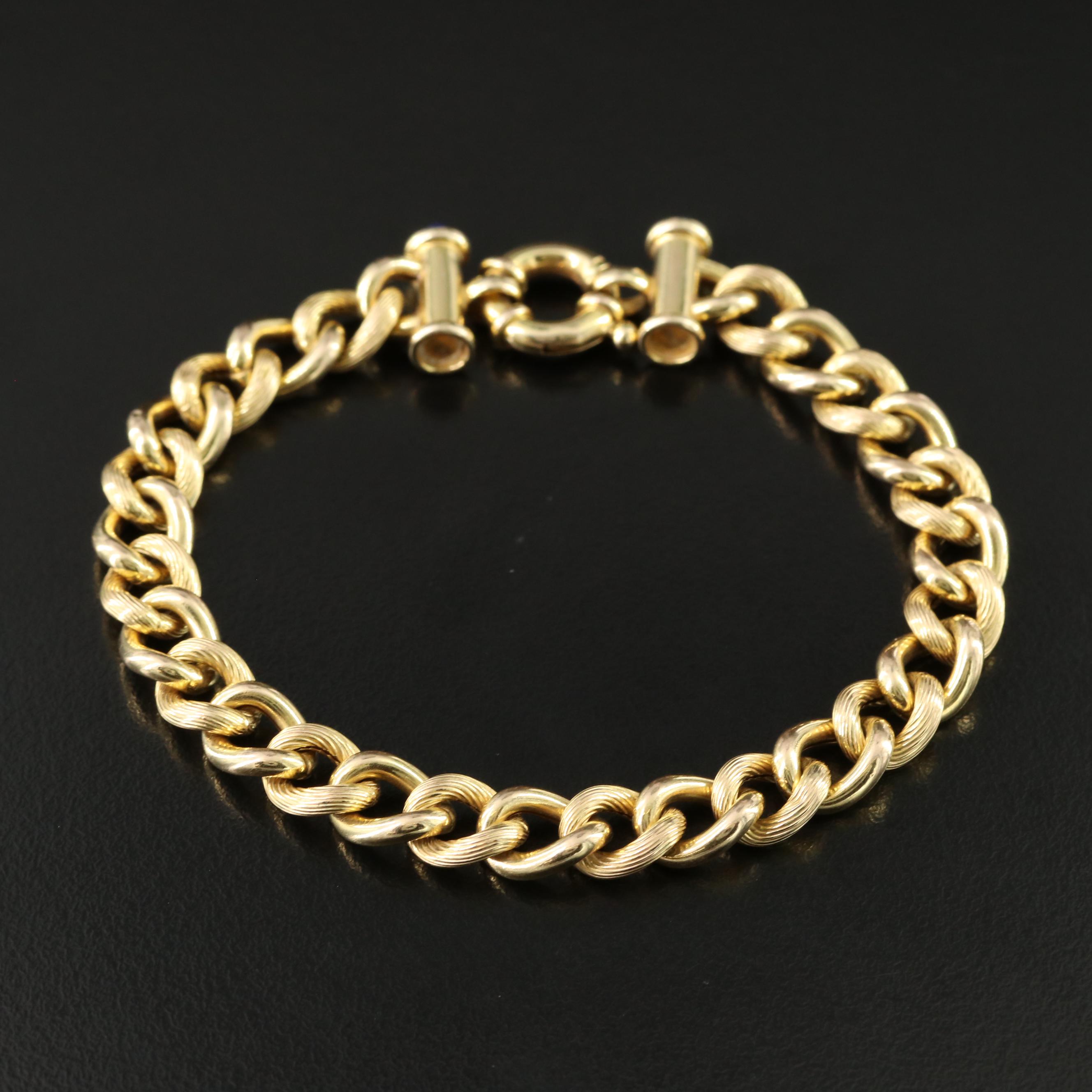 14K Curb Link Bracelet with Lapis Lazuli Accent