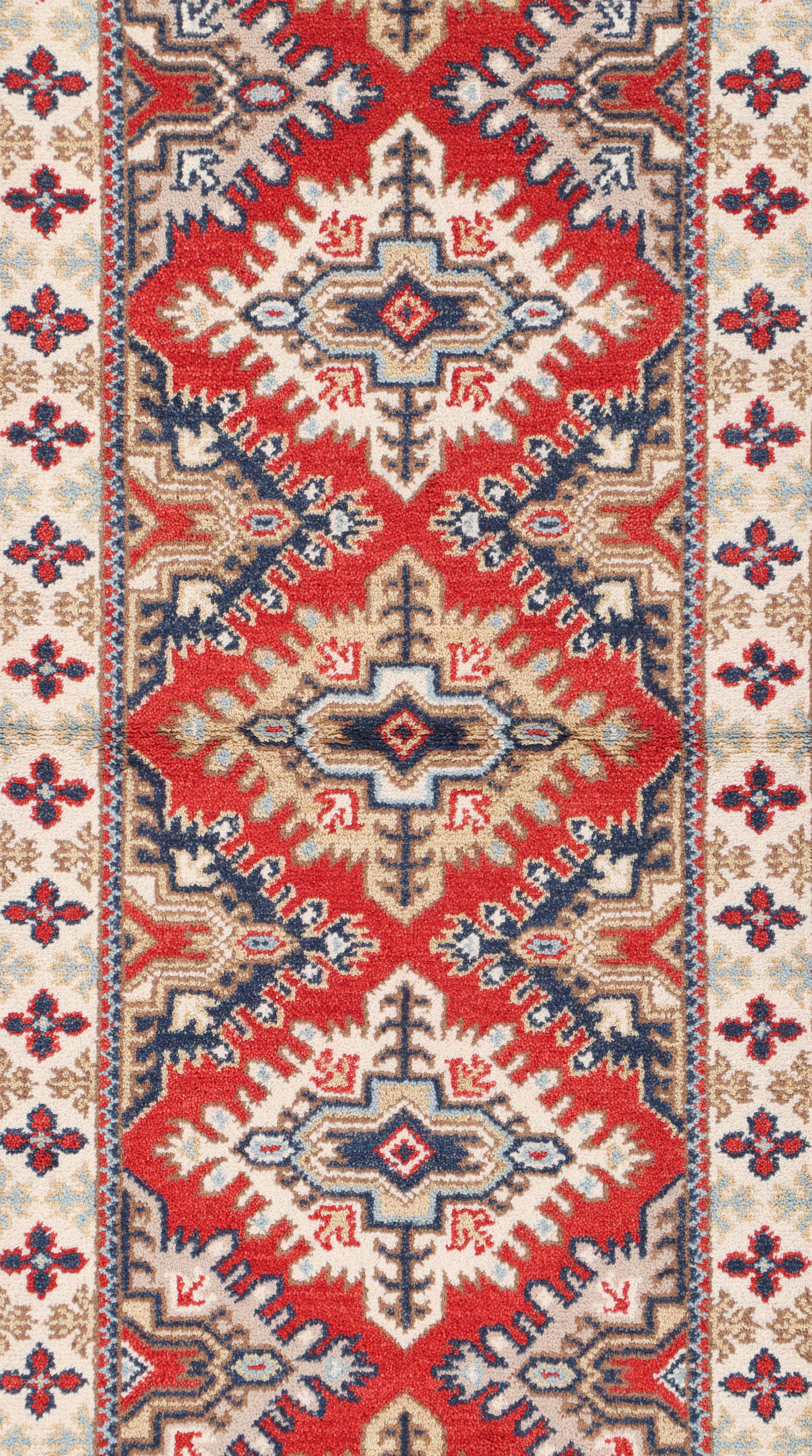 2'10 x 8'3 Hand-Knotted Afghan Kazak Carpet Runner