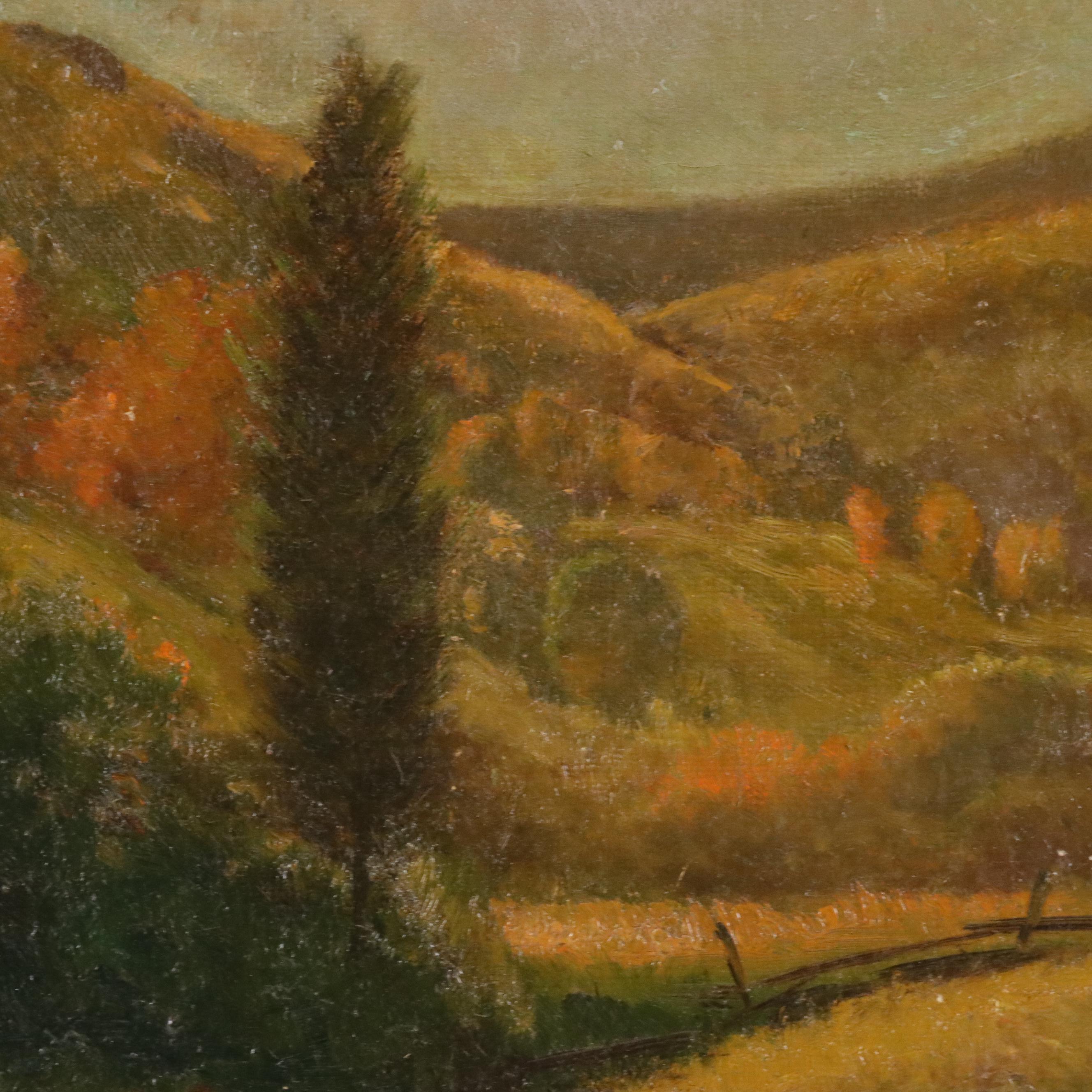 Countryside Landscape Oil Painting, Early 20th Century