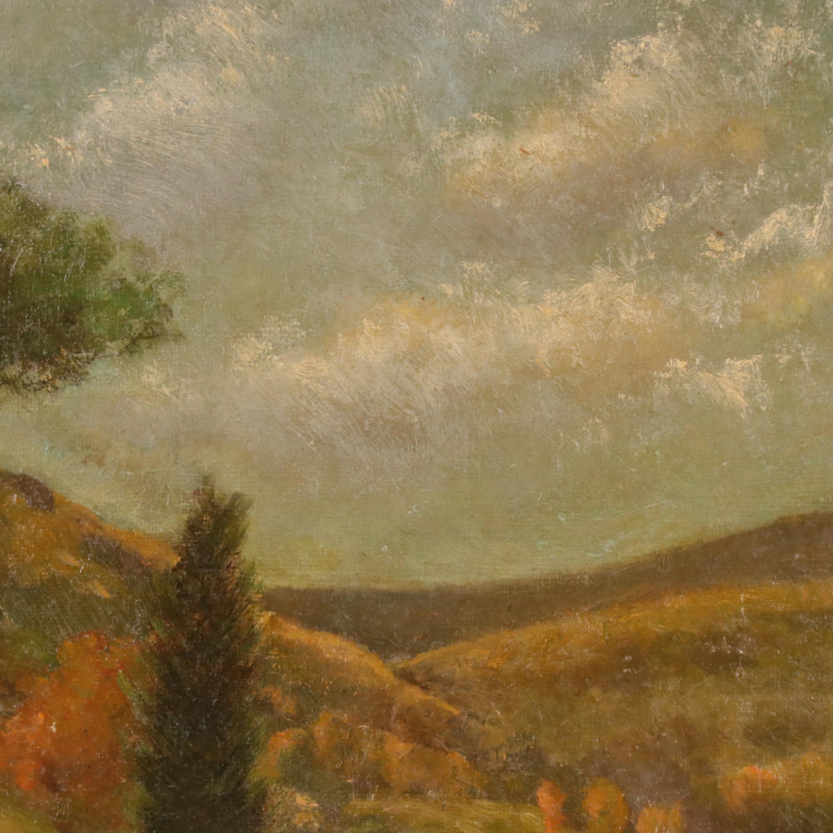 Countryside Landscape Oil Painting, Early 20th Century