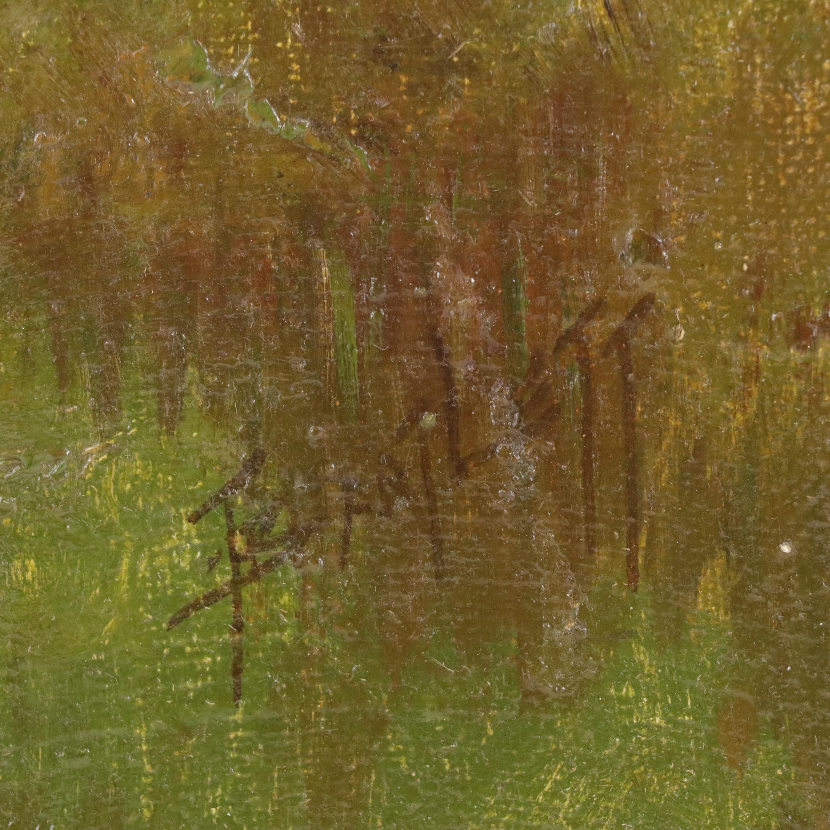 Countryside Landscape Oil Painting, Early 20th Century