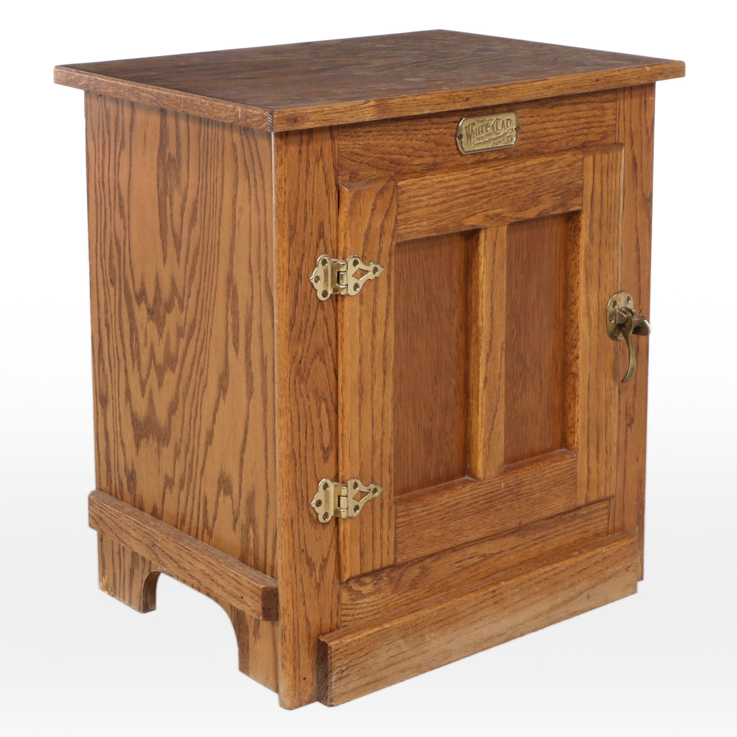 Simmons Hardware Co. "White Clad" Oak Ice-Chest Form Side Cabinet