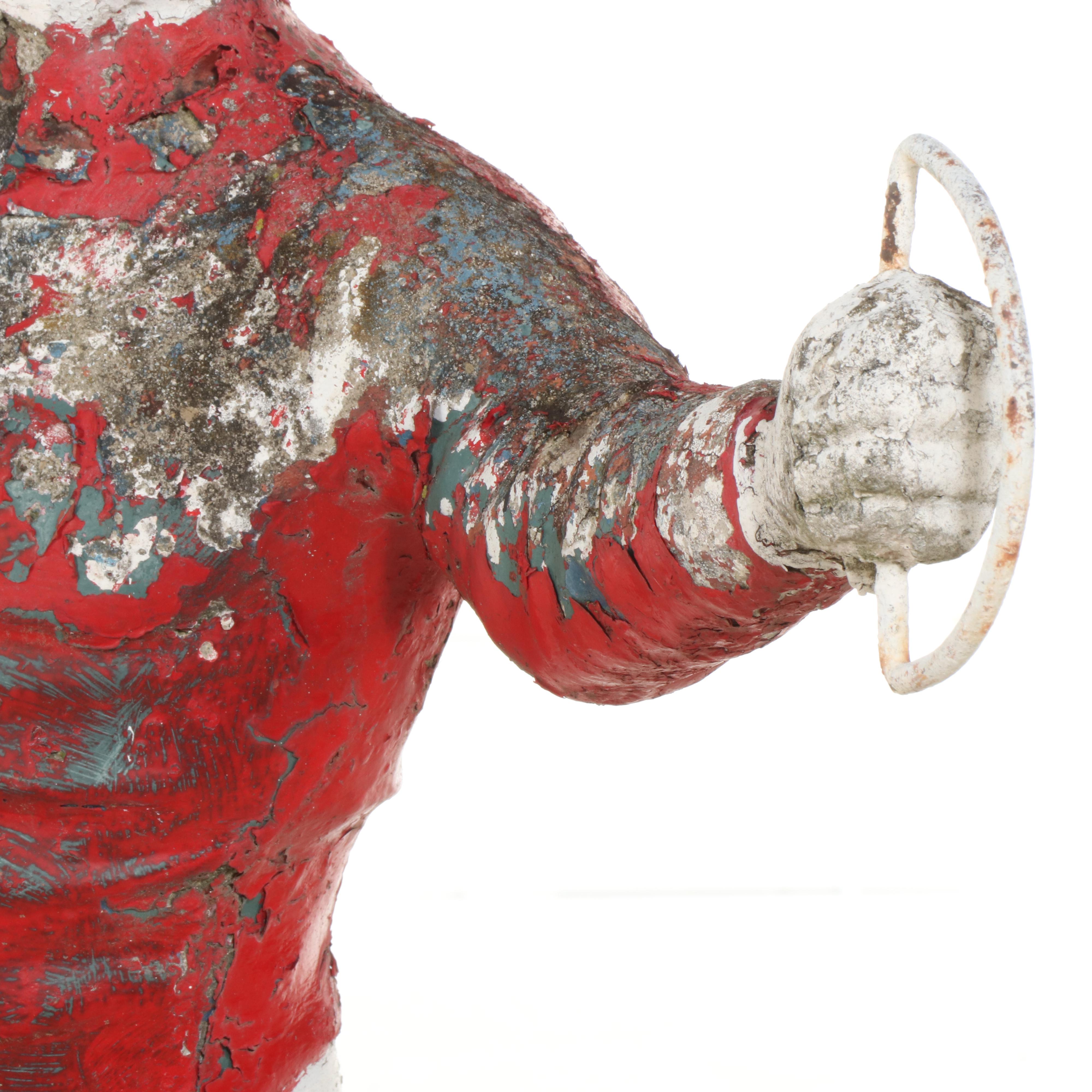 Polychrome Cast Concrete Figural Jockey Horse Hitch