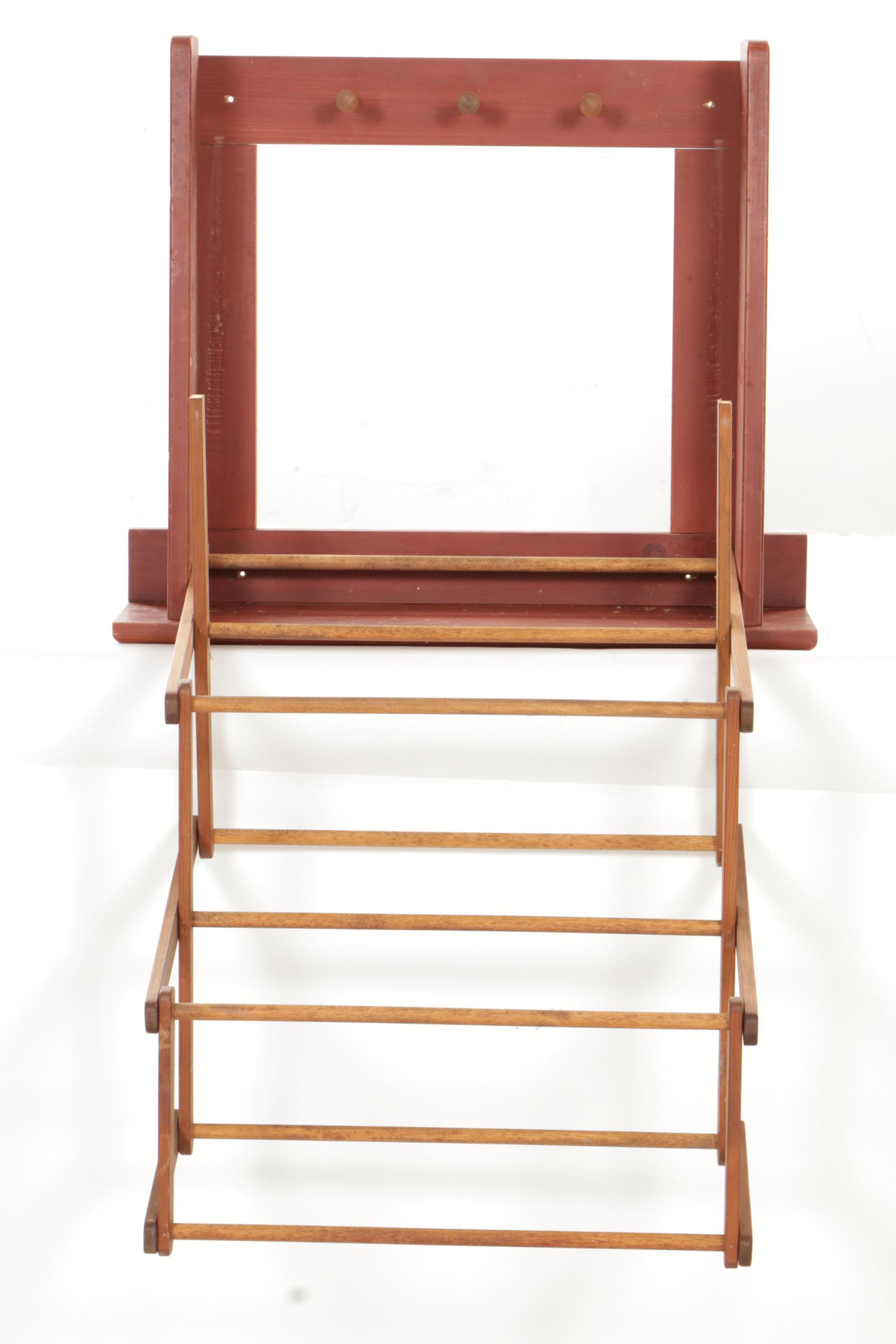 Country Traditions Painted Wall-Mounted Collapsible Clothes Rack