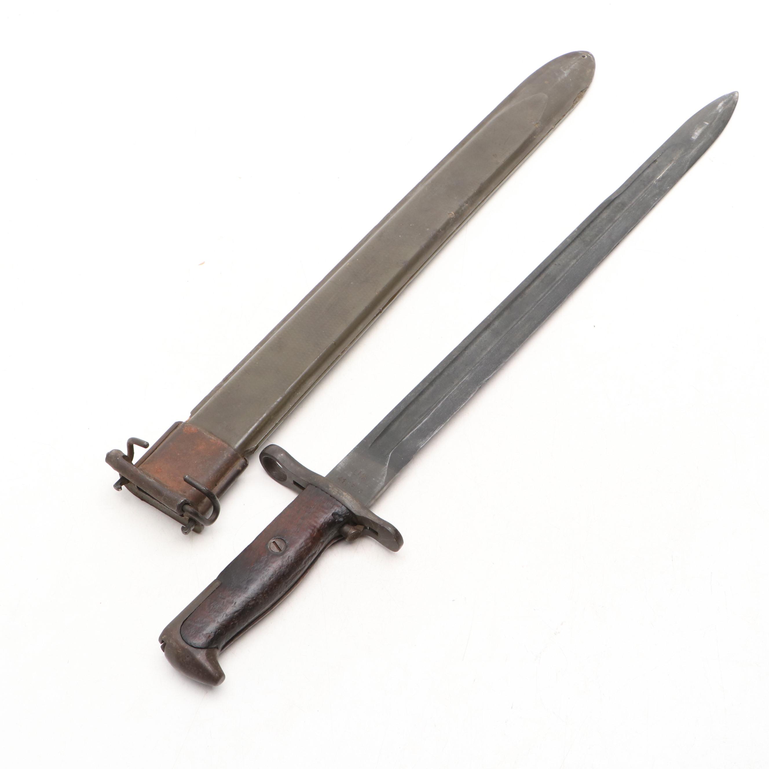 World War I Era M1905 Bayonet with World War II Era U.S. M3 Fighting Knife
