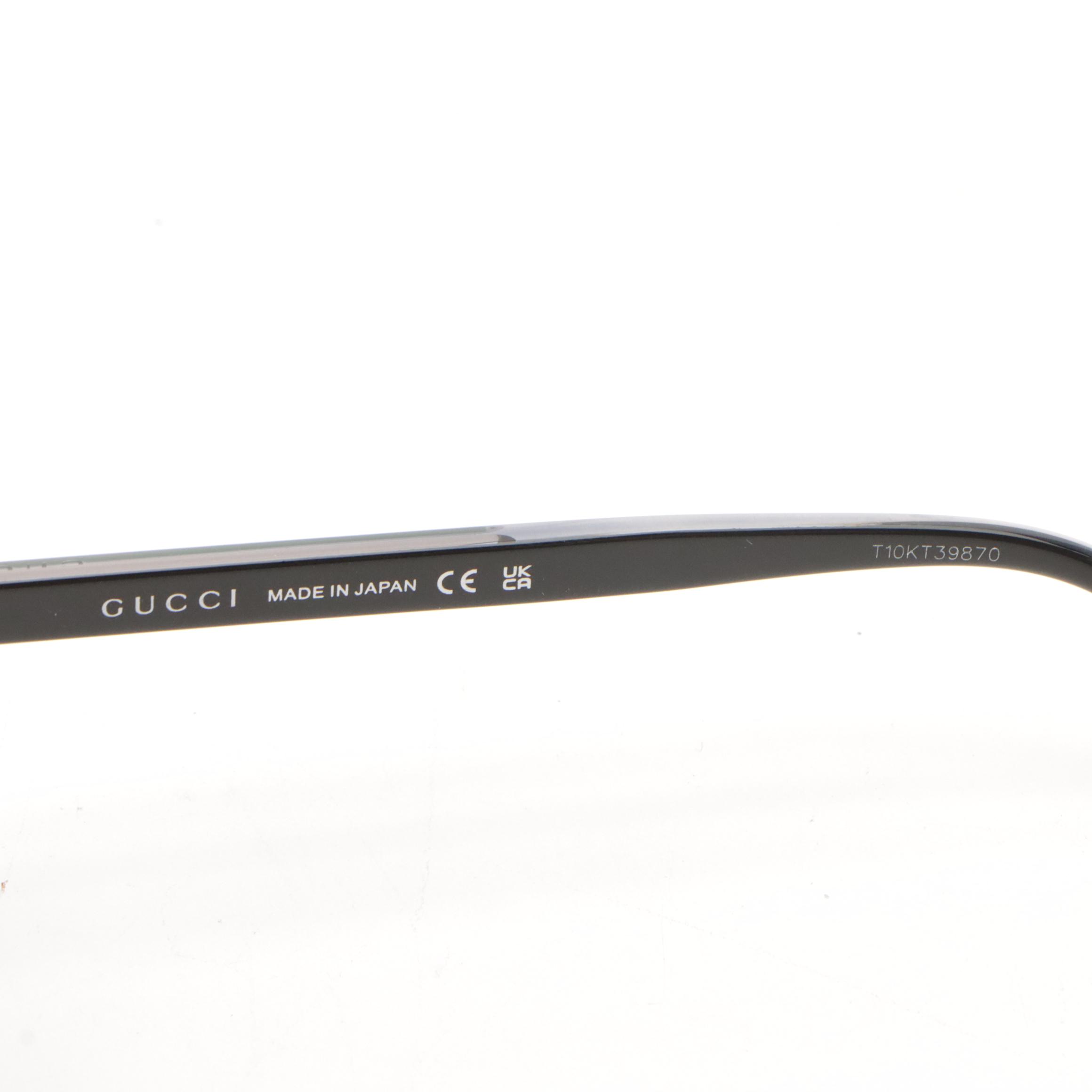 Gucci GG0528S 007 Polarized Aviator Sunglasses With Web Stripe in Case