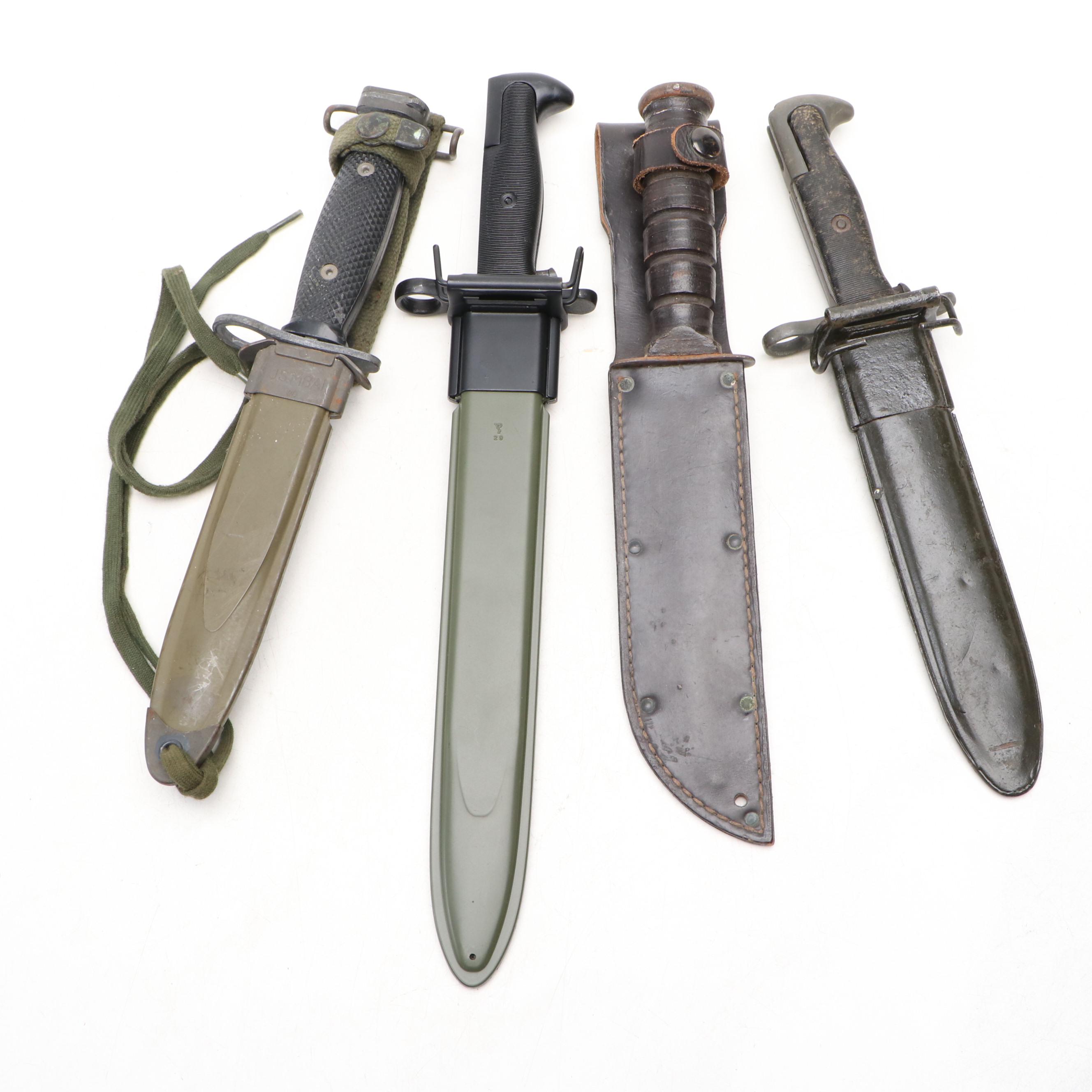 World War II M1, Vietnam Era U.S. M8A1 and Other Bayonet with Fixed Blade Knife