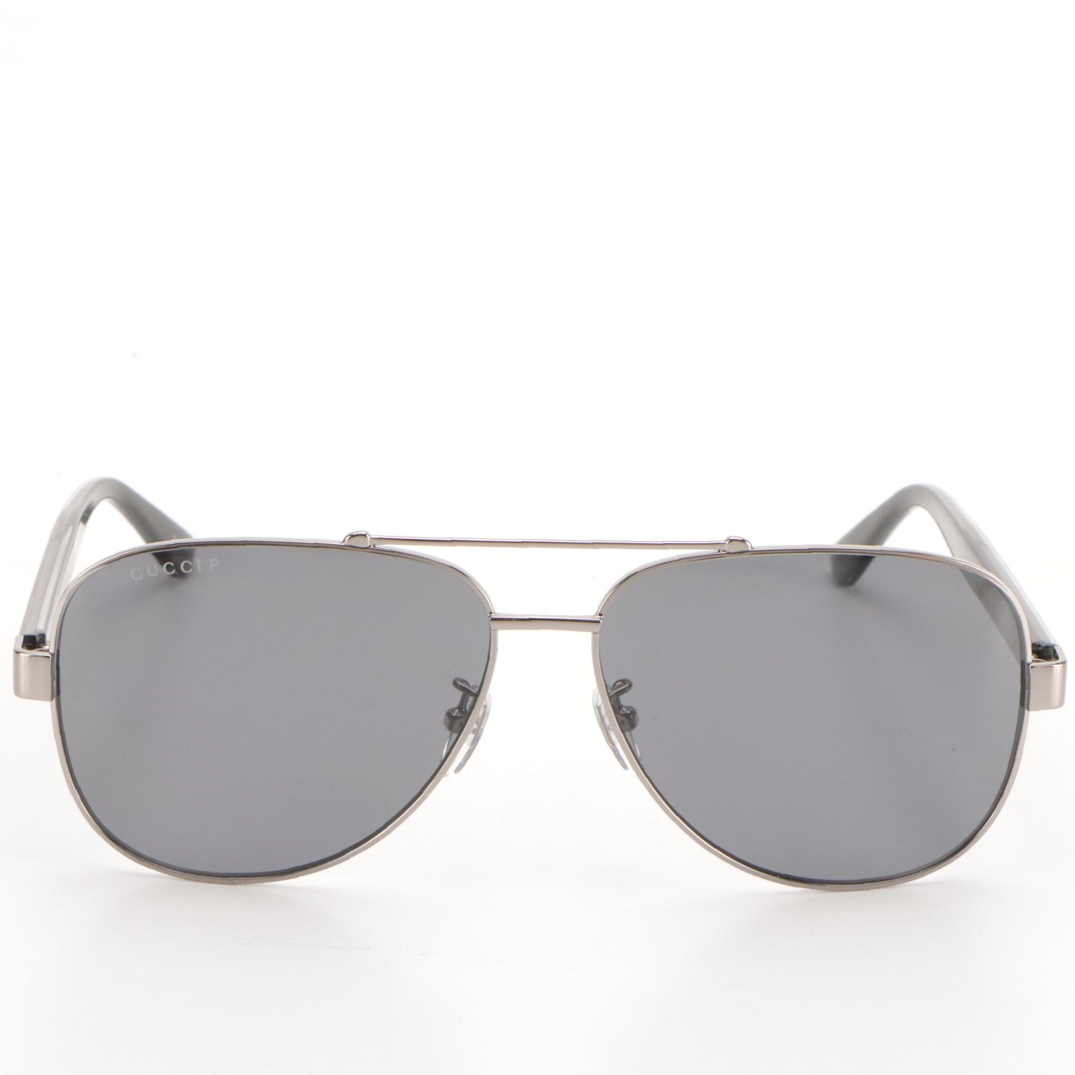 Gucci GG0528S 007 Polarized Aviator Sunglasses With Web Stripe in Case