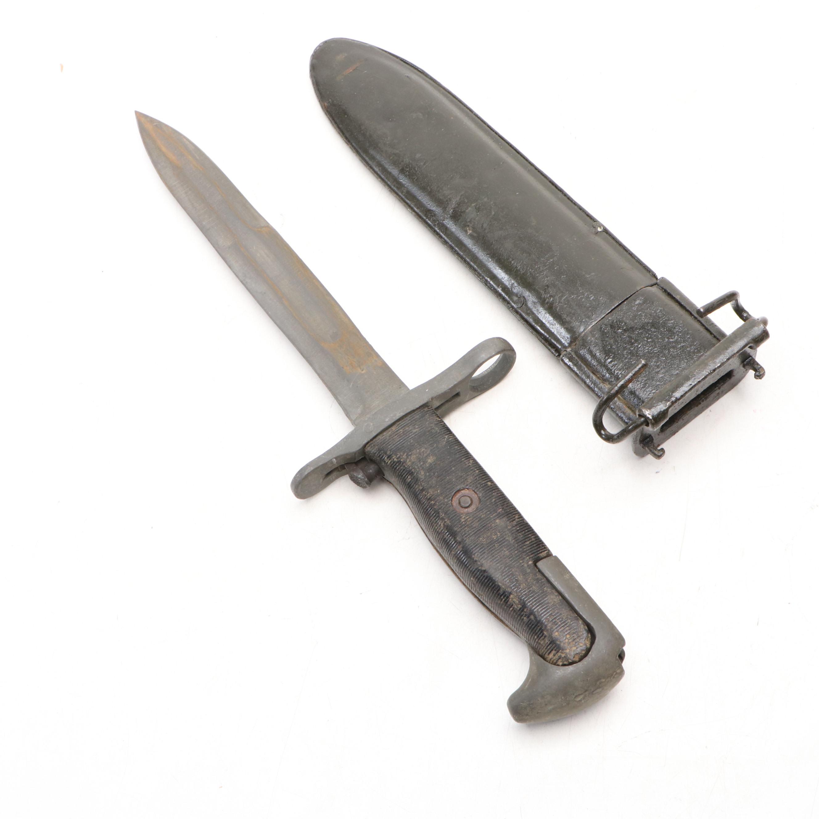 World War II M1, Vietnam Era U.S. M8A1 and Other Bayonet with Fixed Blade Knife