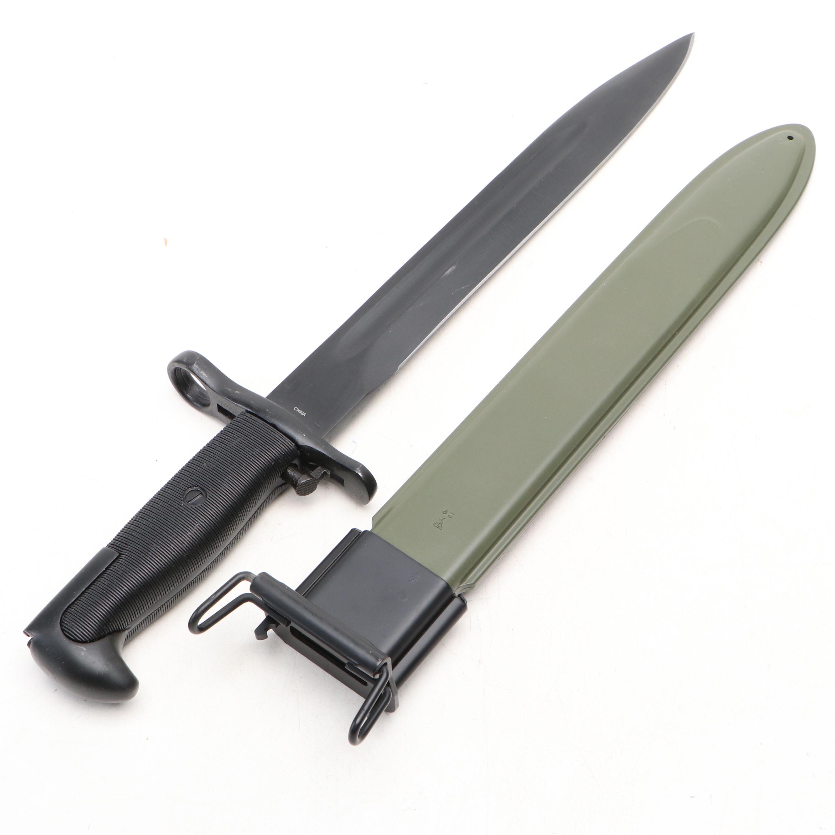 World War II M1, Vietnam Era U.S. M8A1 and Other Bayonet with Fixed Blade Knife