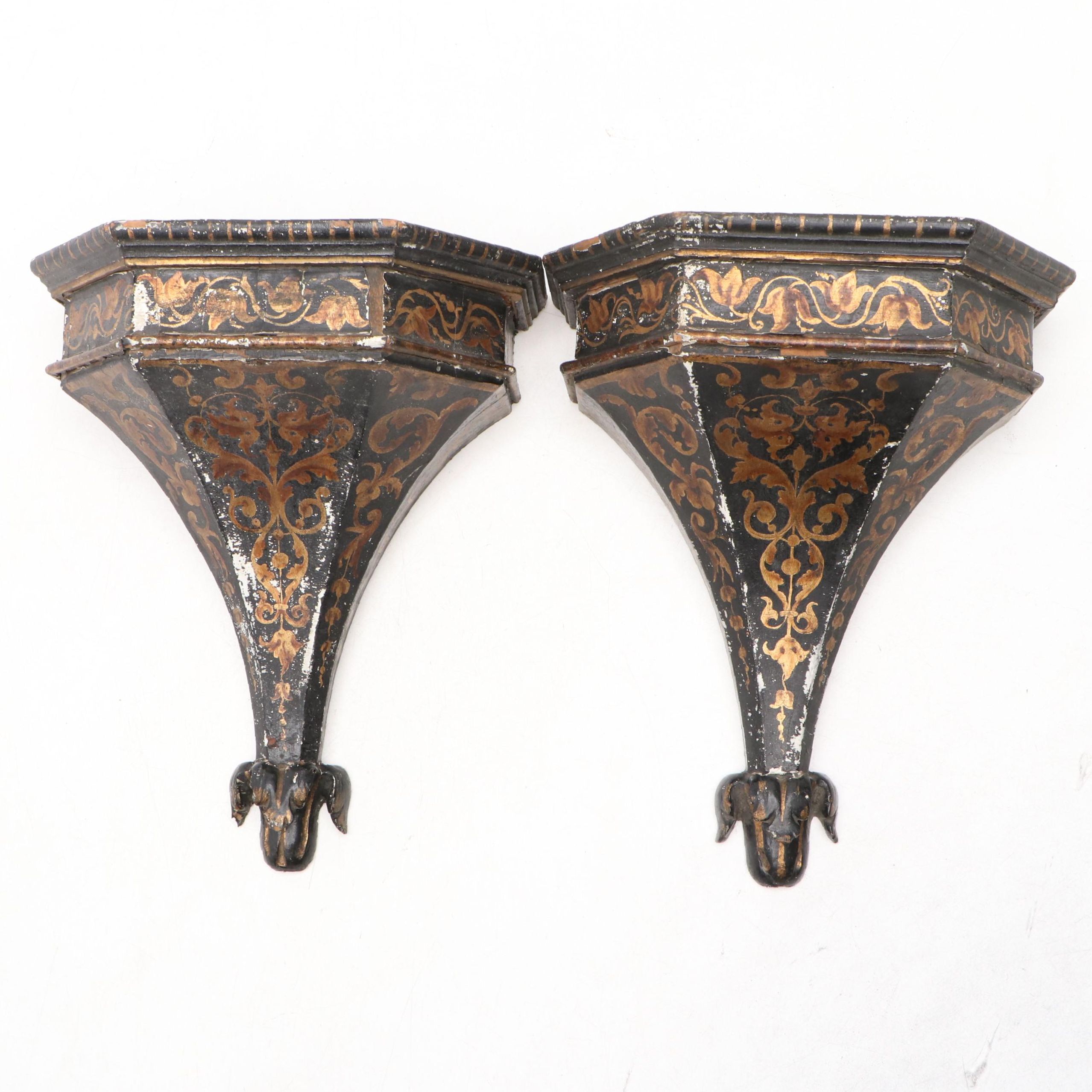 Painted Gesso on Wood Corbel Shelves