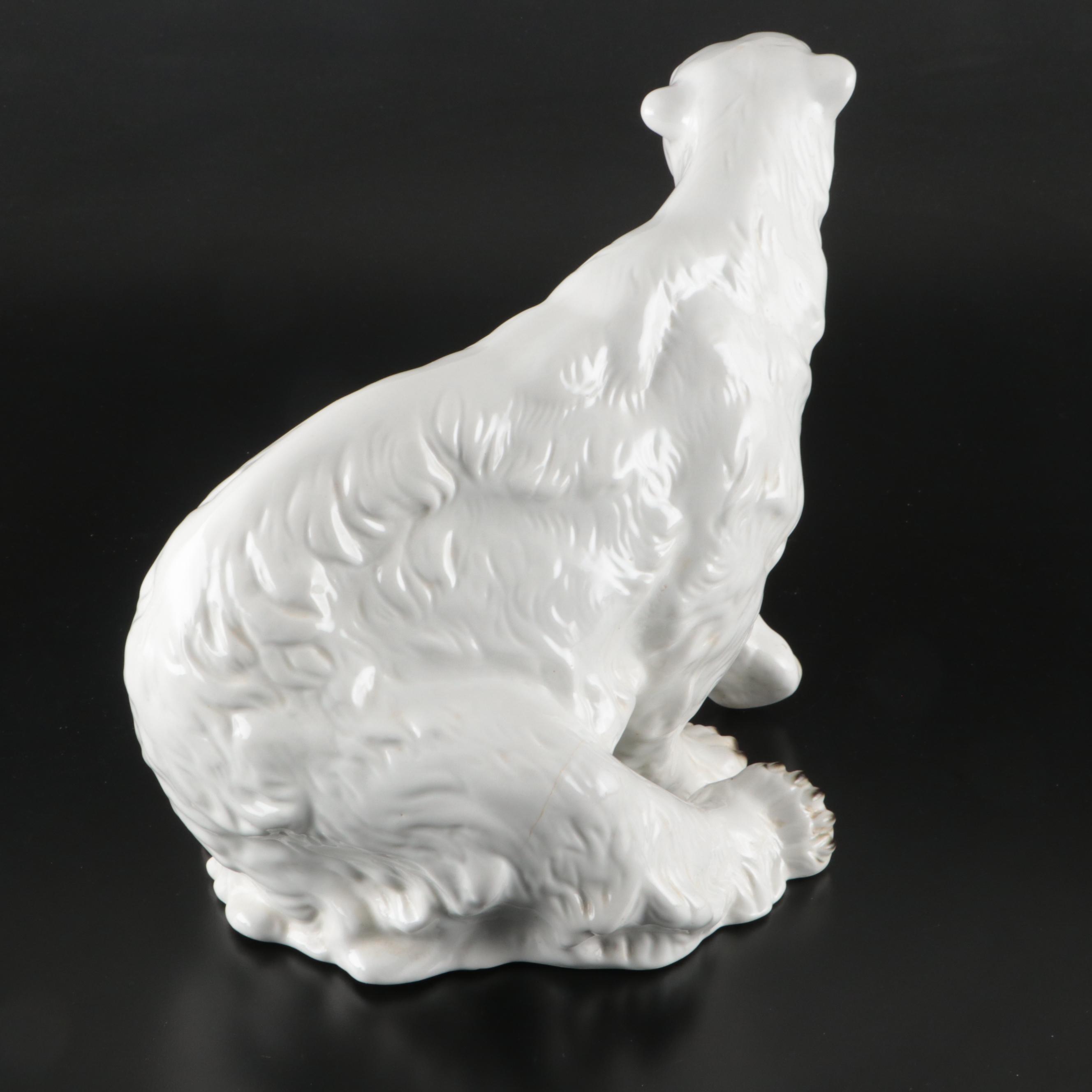 Royal Dux Porcelain Polar Bear Figure with Hutschenreuther Ceramic Polar Bear