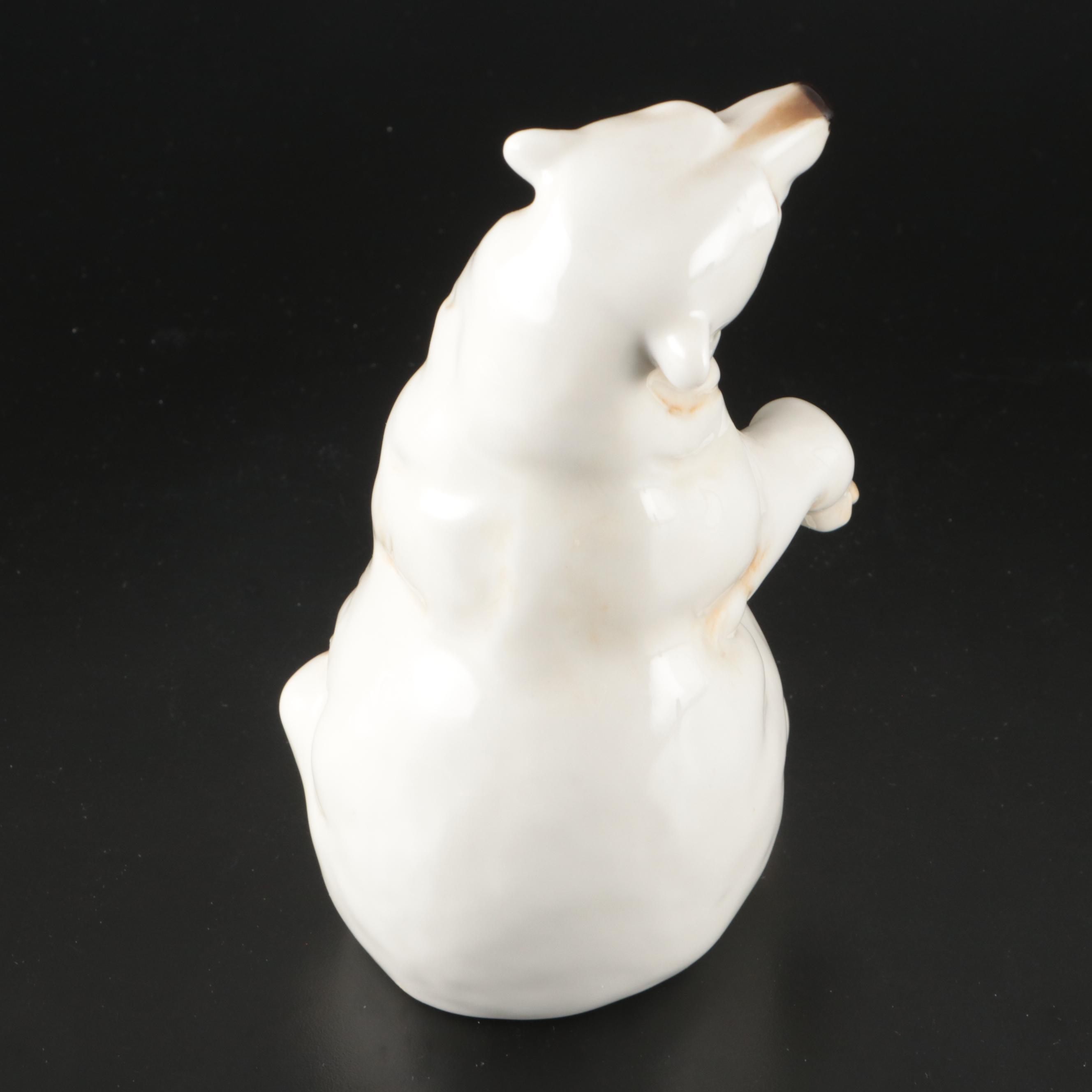 Royal Dux Porcelain Polar Bear Figure with Hutschenreuther Ceramic Polar Bear