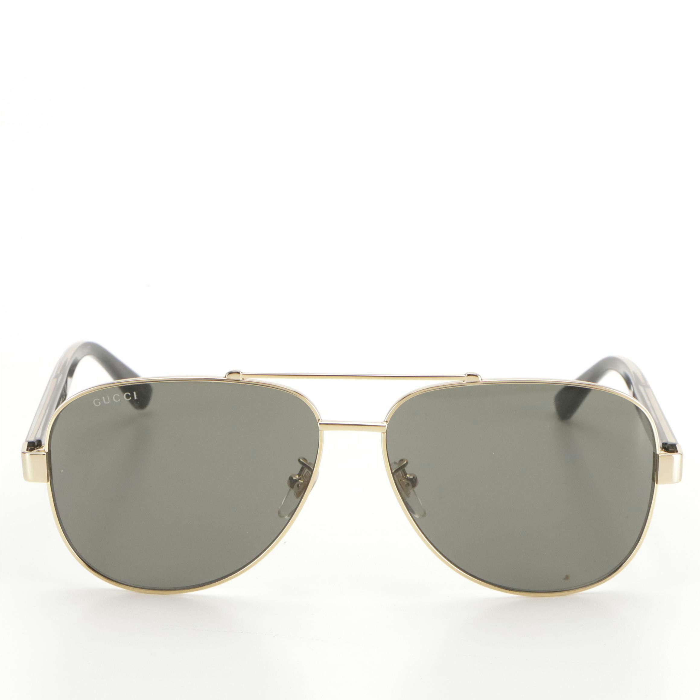 Gucci GG0528S 006 Web Stripe Aviator Sunglasses with Case