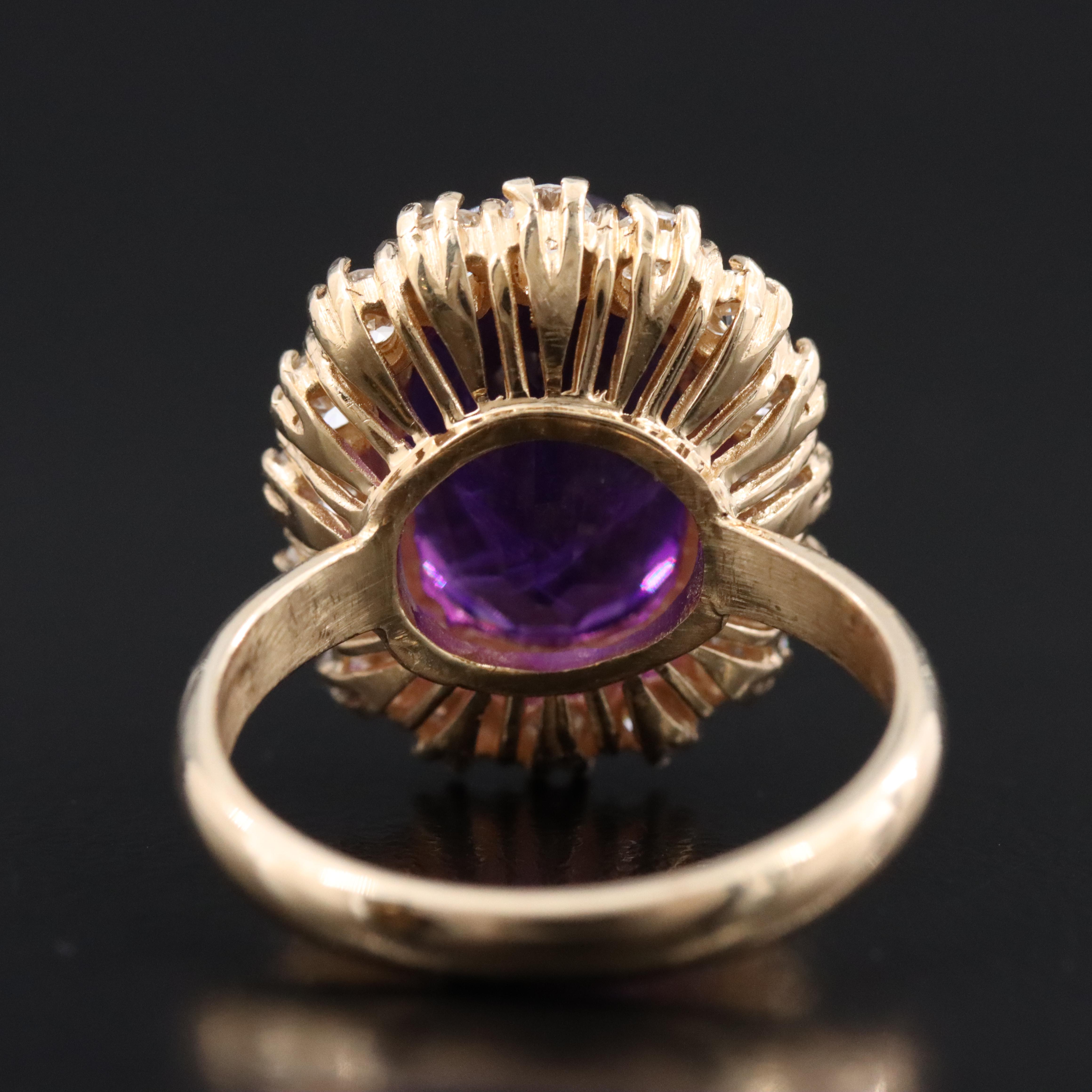 14K Amethyst and Diamond Halo Ring
