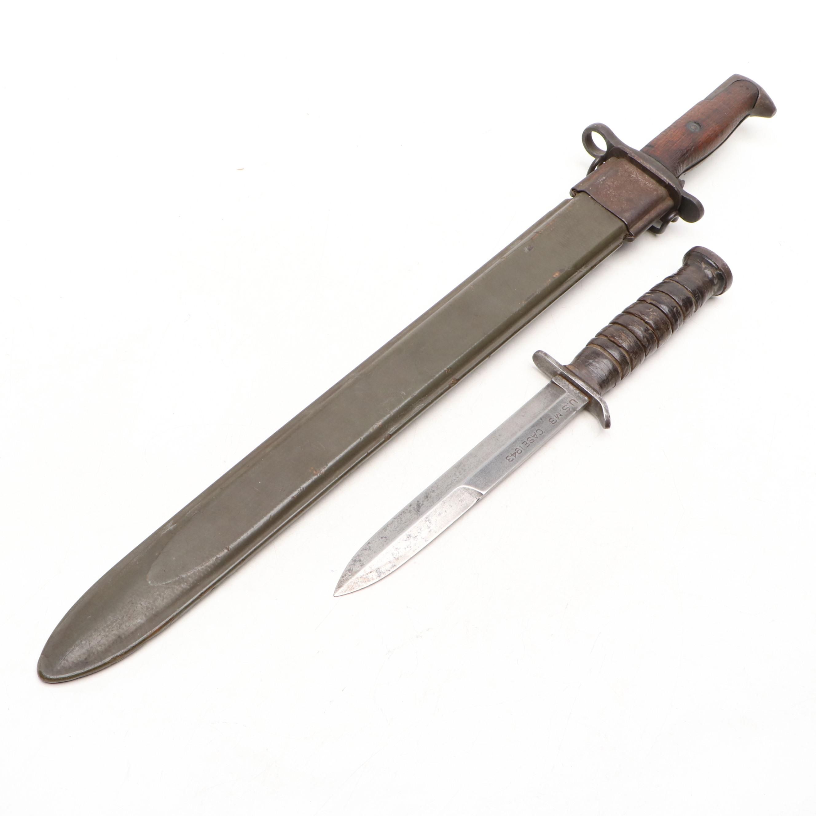 World War I Era M1905 Bayonet with World War II Era U.S. M3 Fighting Knife