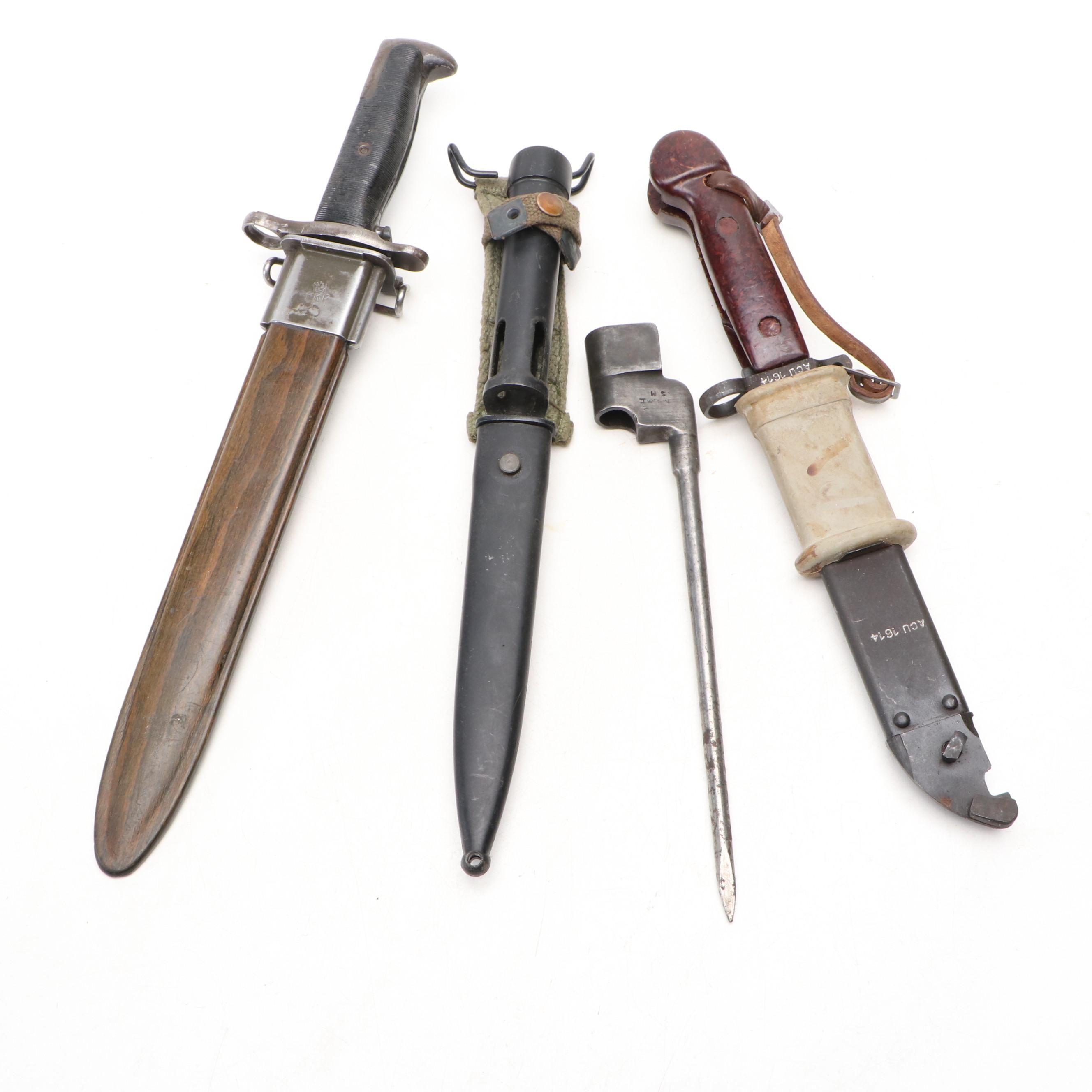 World War II Era M1 Garand, Romanian AKM Type I and Other Bayonets