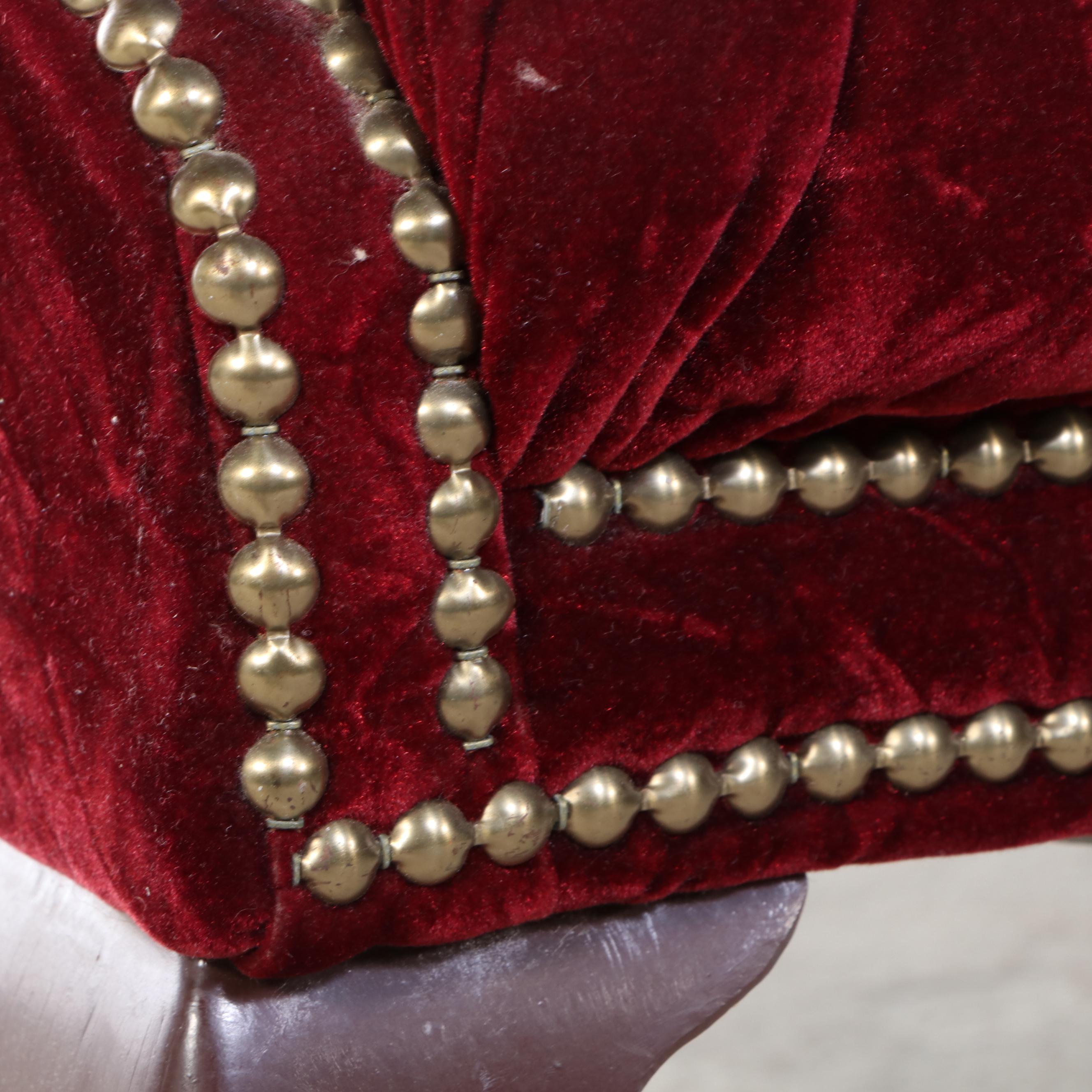 Gillespie Furniture Mfg. Queen Anne Style Crushed Velvet Loveseat and Wing Chair