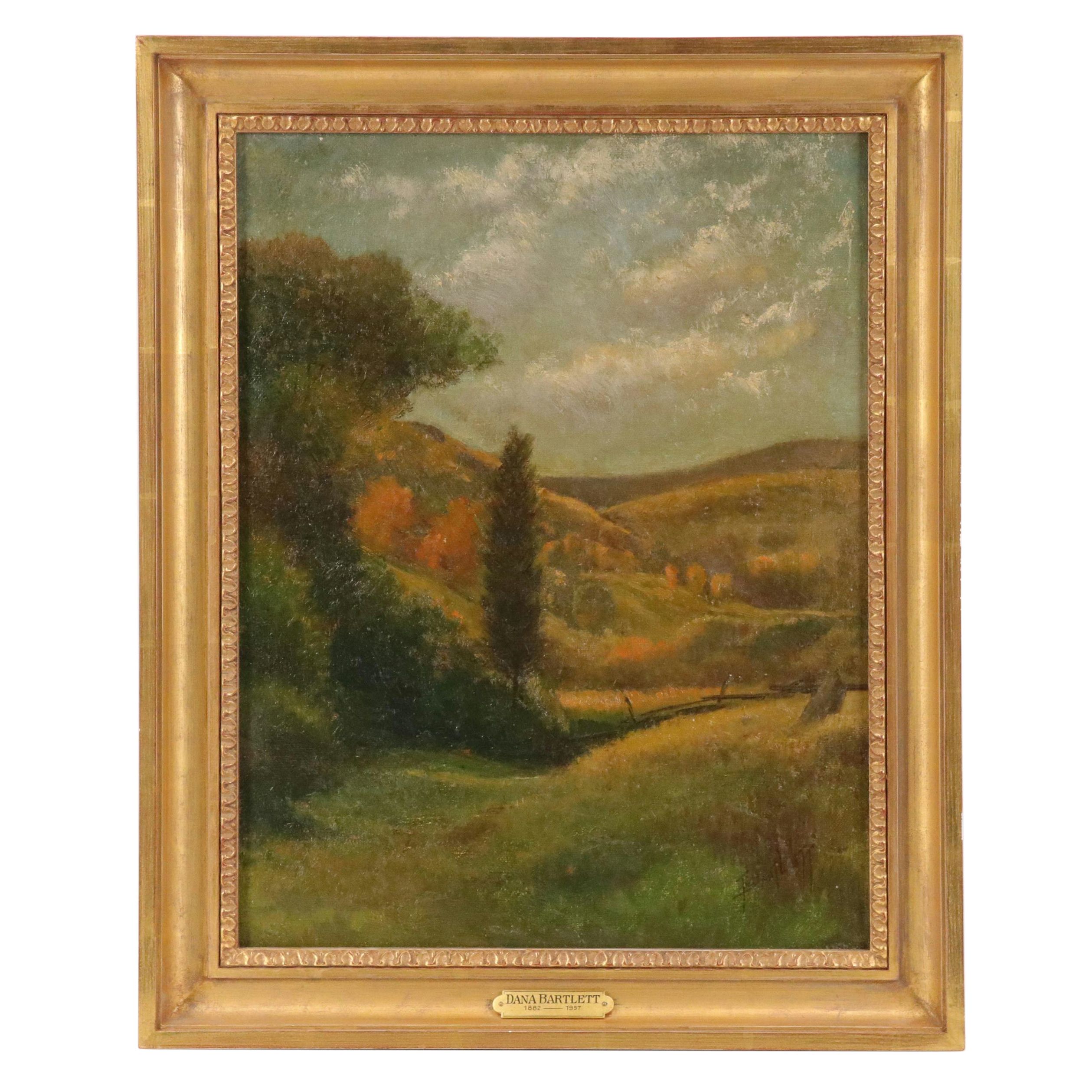 Countryside Landscape Oil Painting, Early 20th Century
