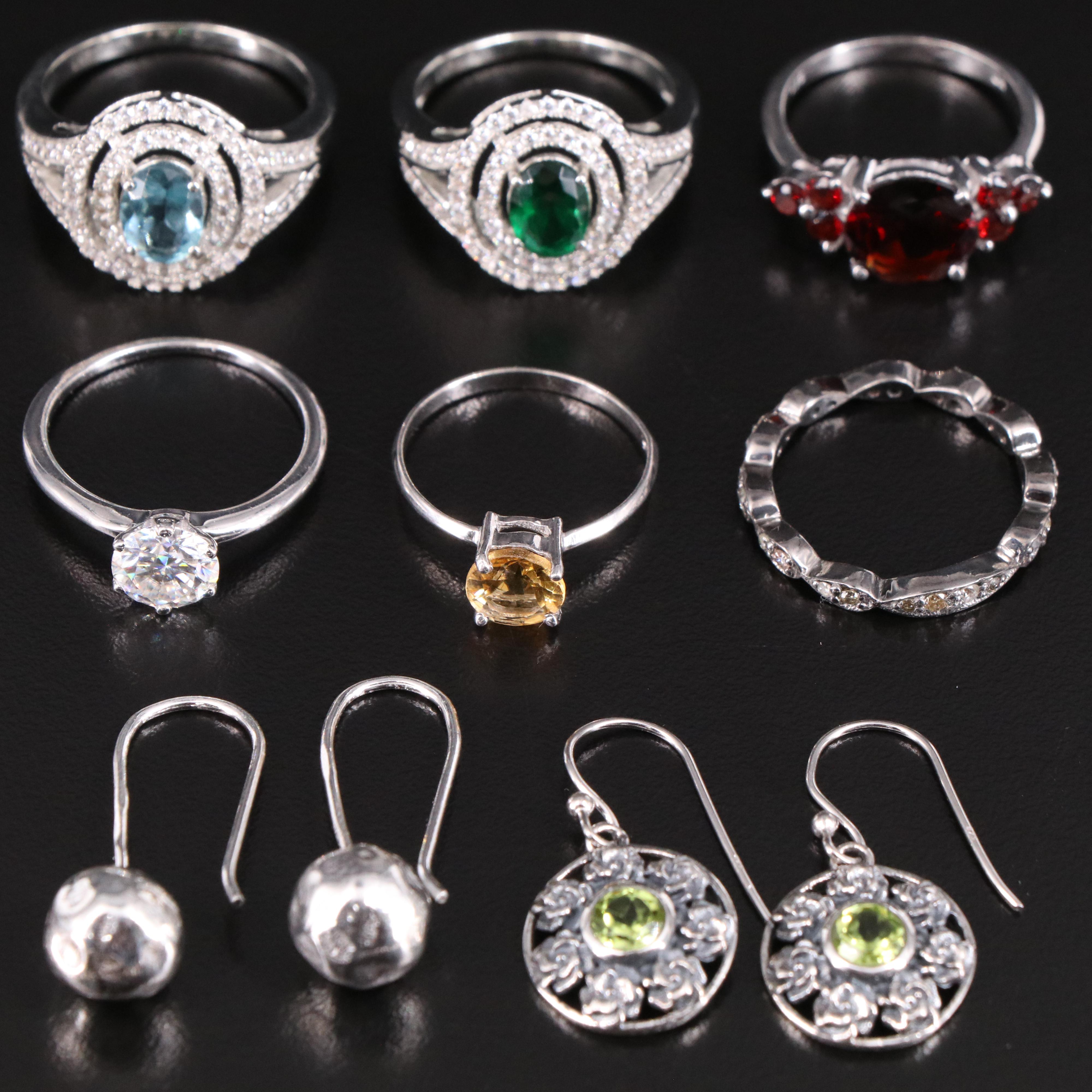 14 Assorted Sterling Silver Rings, Necklaces, Earrings, and Pendants