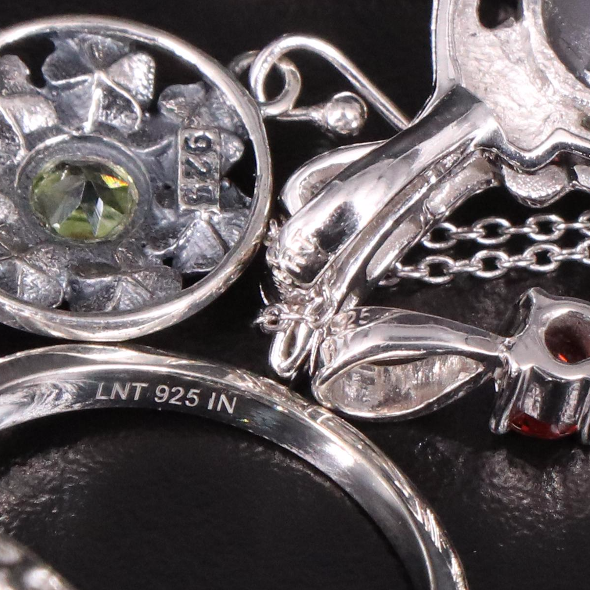 14 Assorted Sterling Silver Rings, Necklaces, Earrings, and Pendants