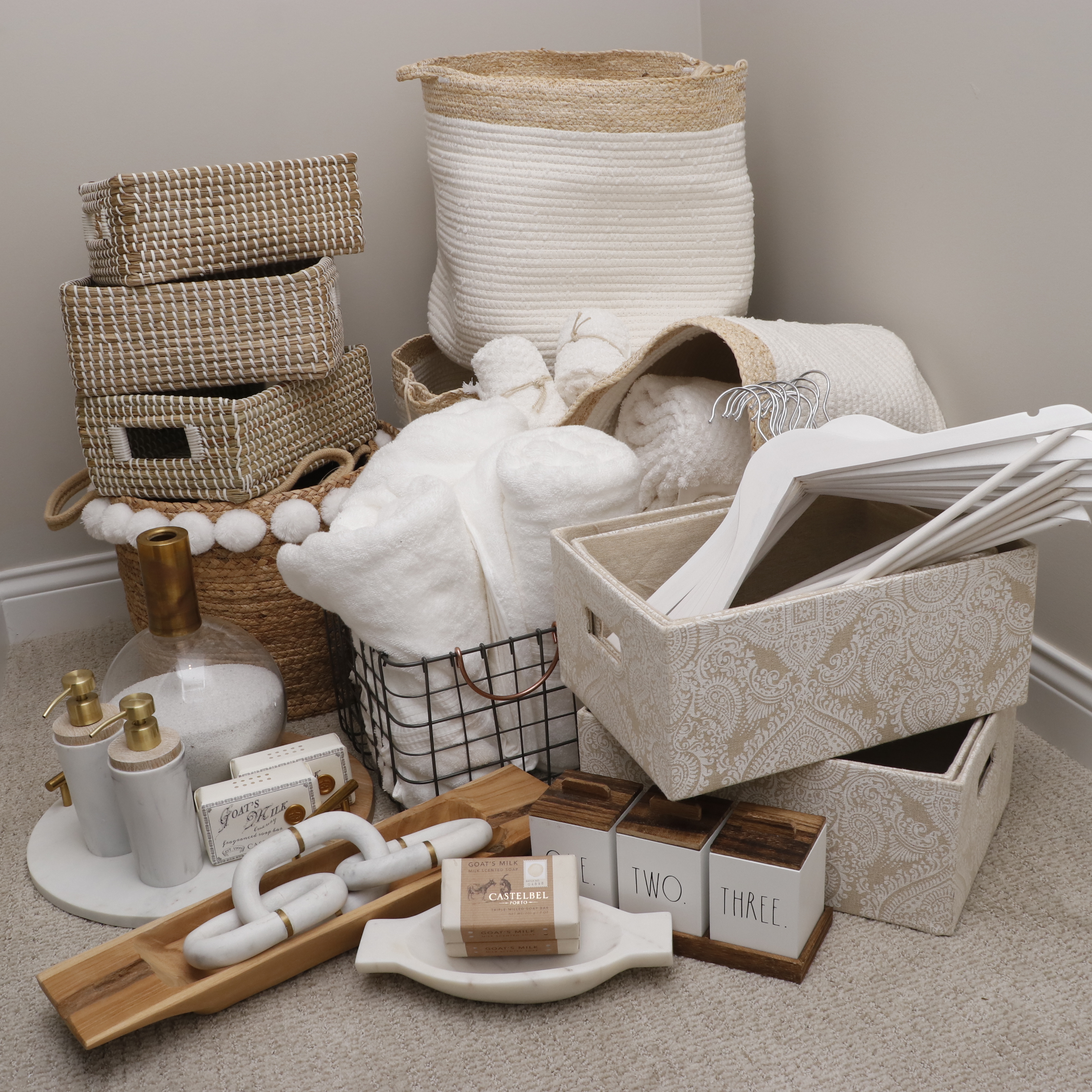 Rope, Jute, and Seagrass Storage Baskets, Bathroom Décor and Towels