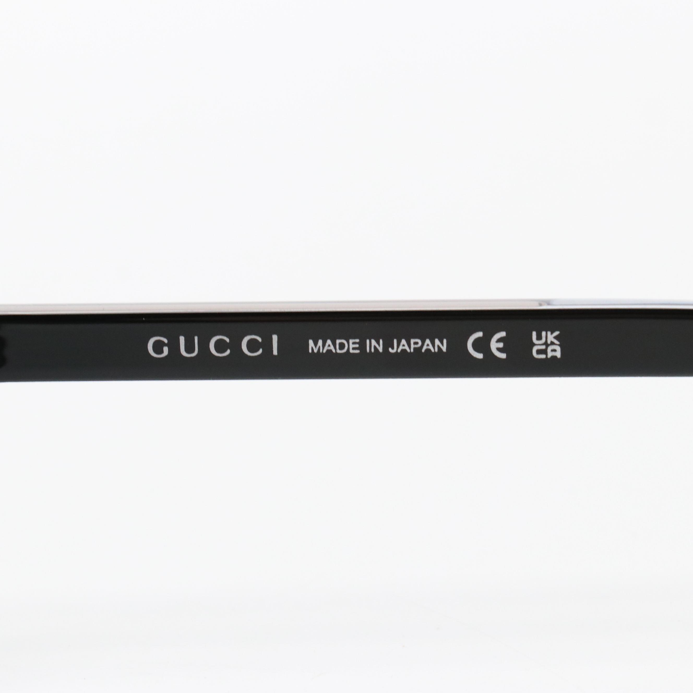 Gucci GG0528S 007 Ruthenium Aviator Sunglasses in Case