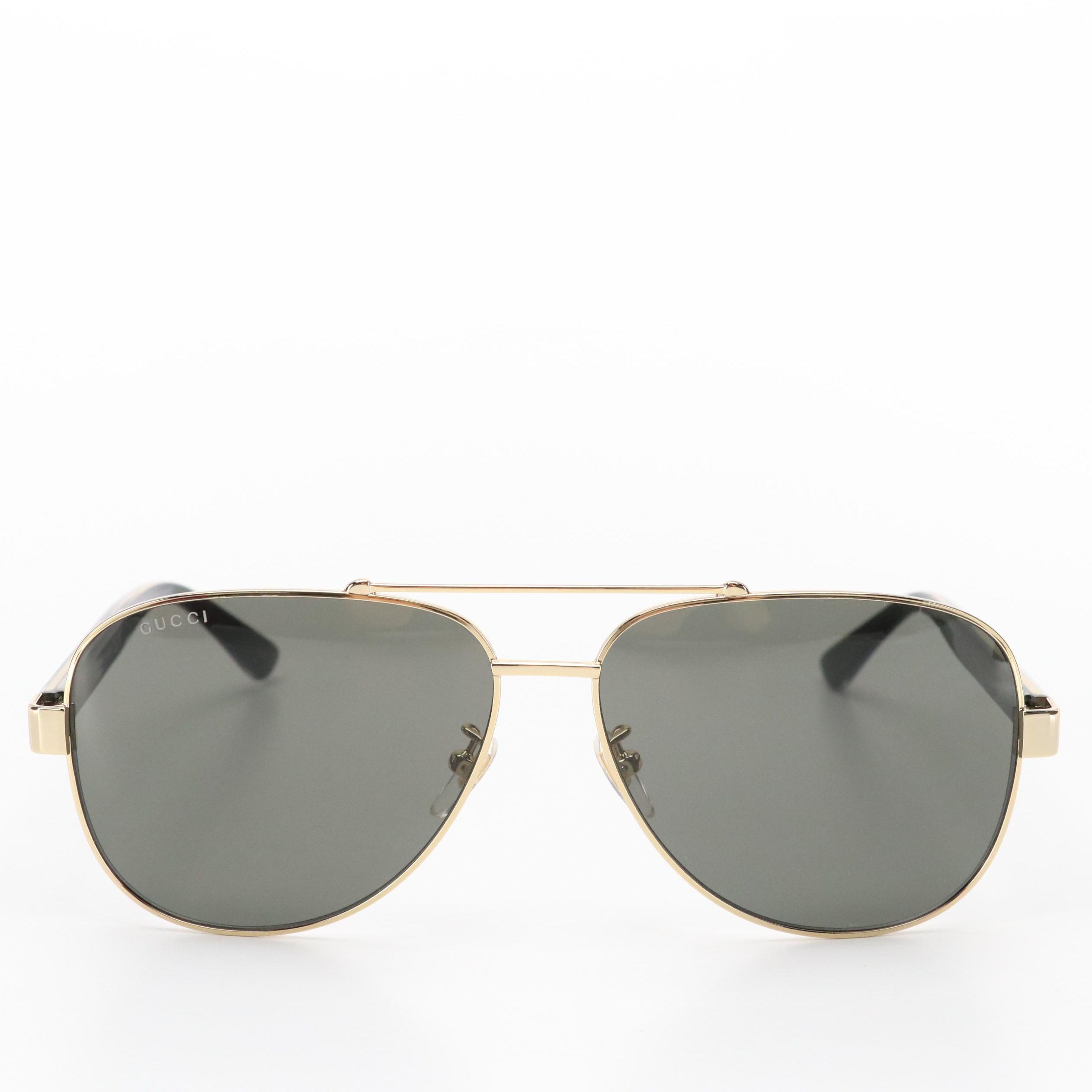 Gucci GG0528S 006 Gold-Tone Aviator Sunglasses in Case