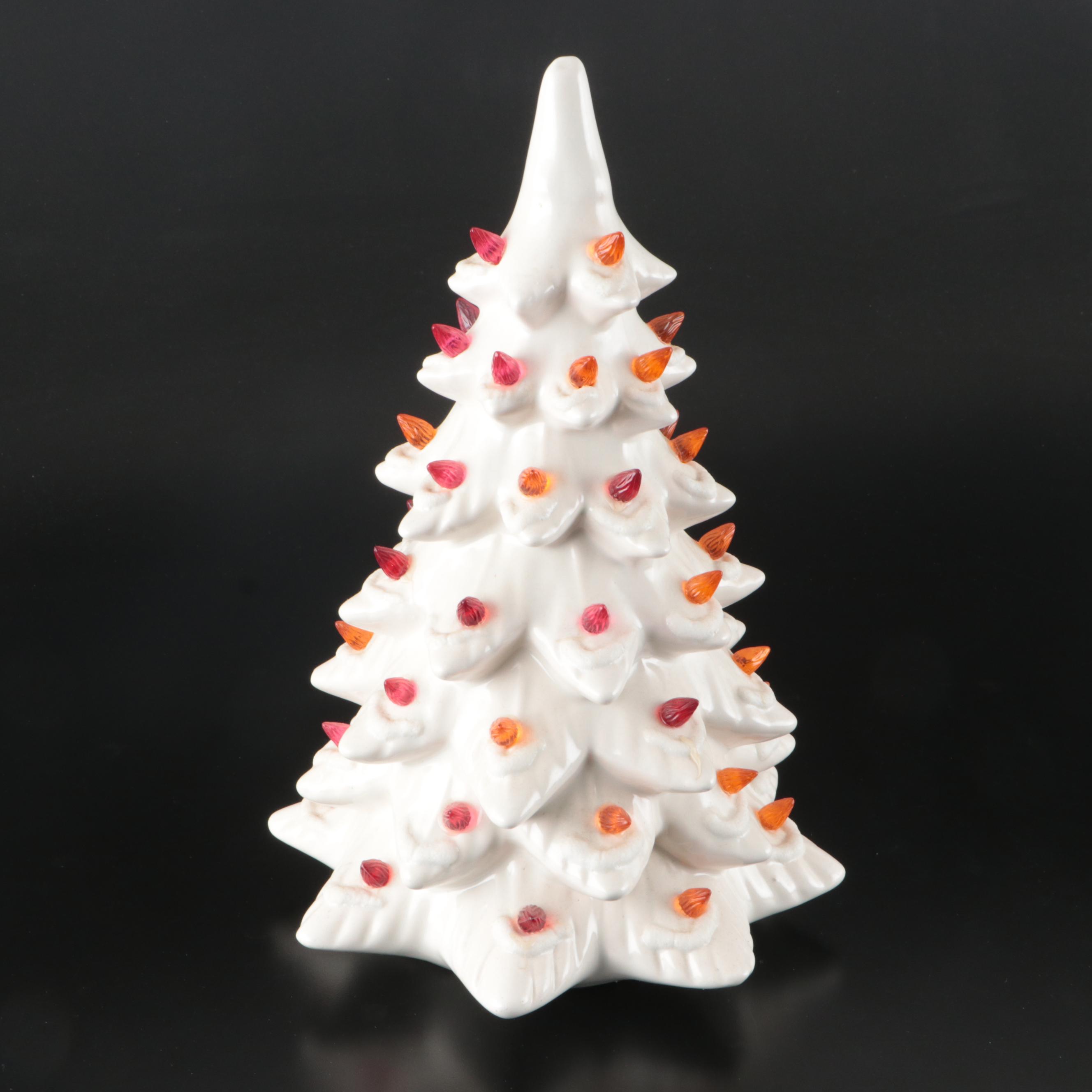 White Ceramic Table Christmas Trees