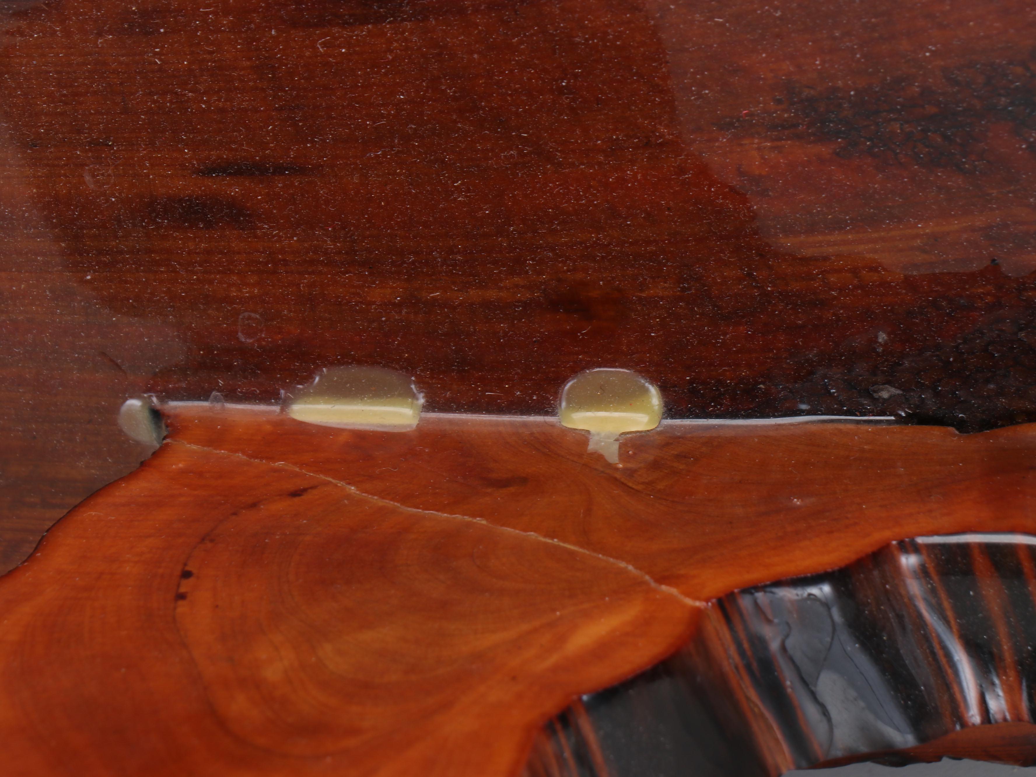 Resin Coated Wood Slab Wall Clock, Mid to Late 20th Century