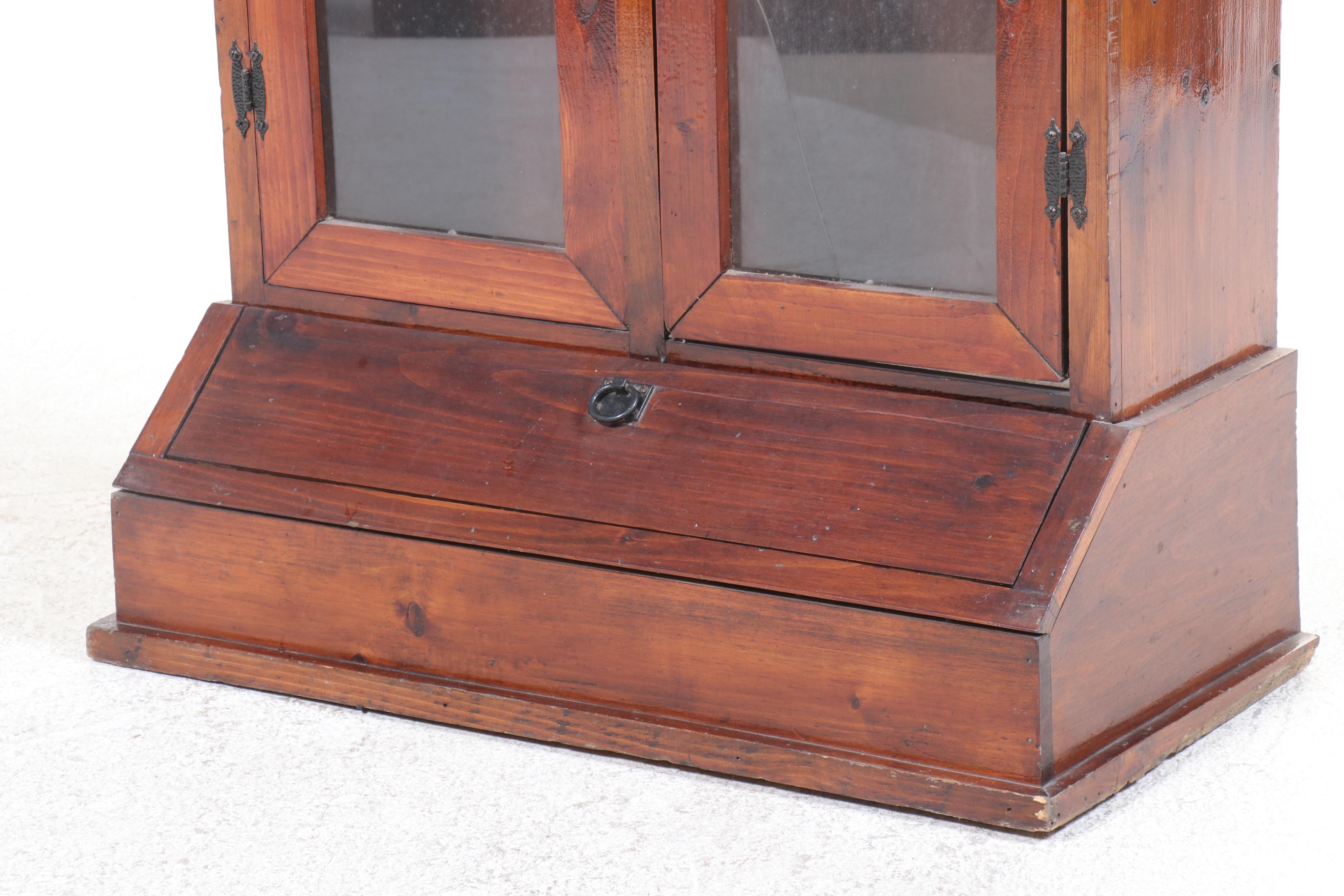 American Primitive Pine and Glass Gun Cabinet, 20th Century