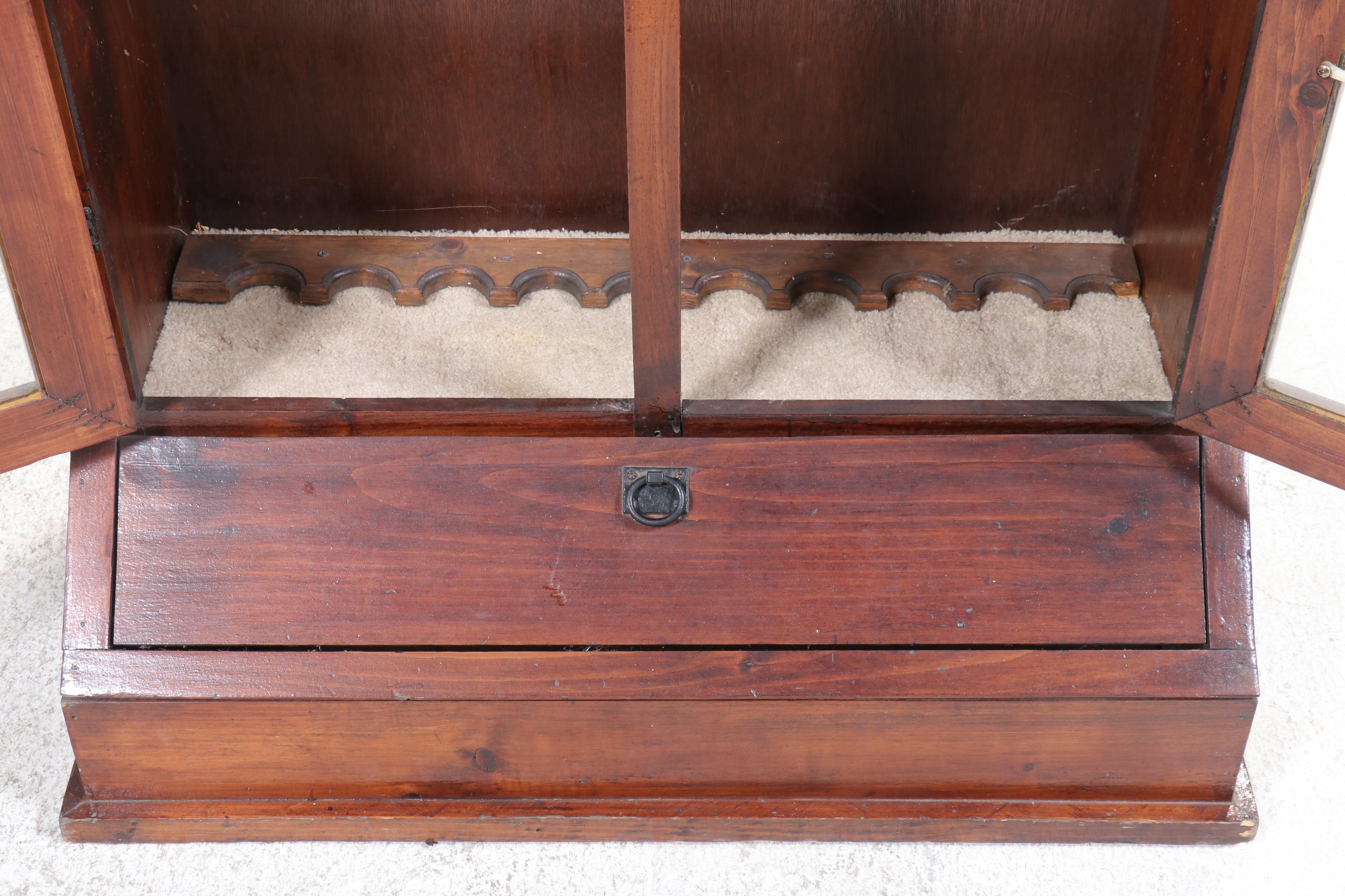 American Primitive Pine and Glass Gun Cabinet, 20th Century