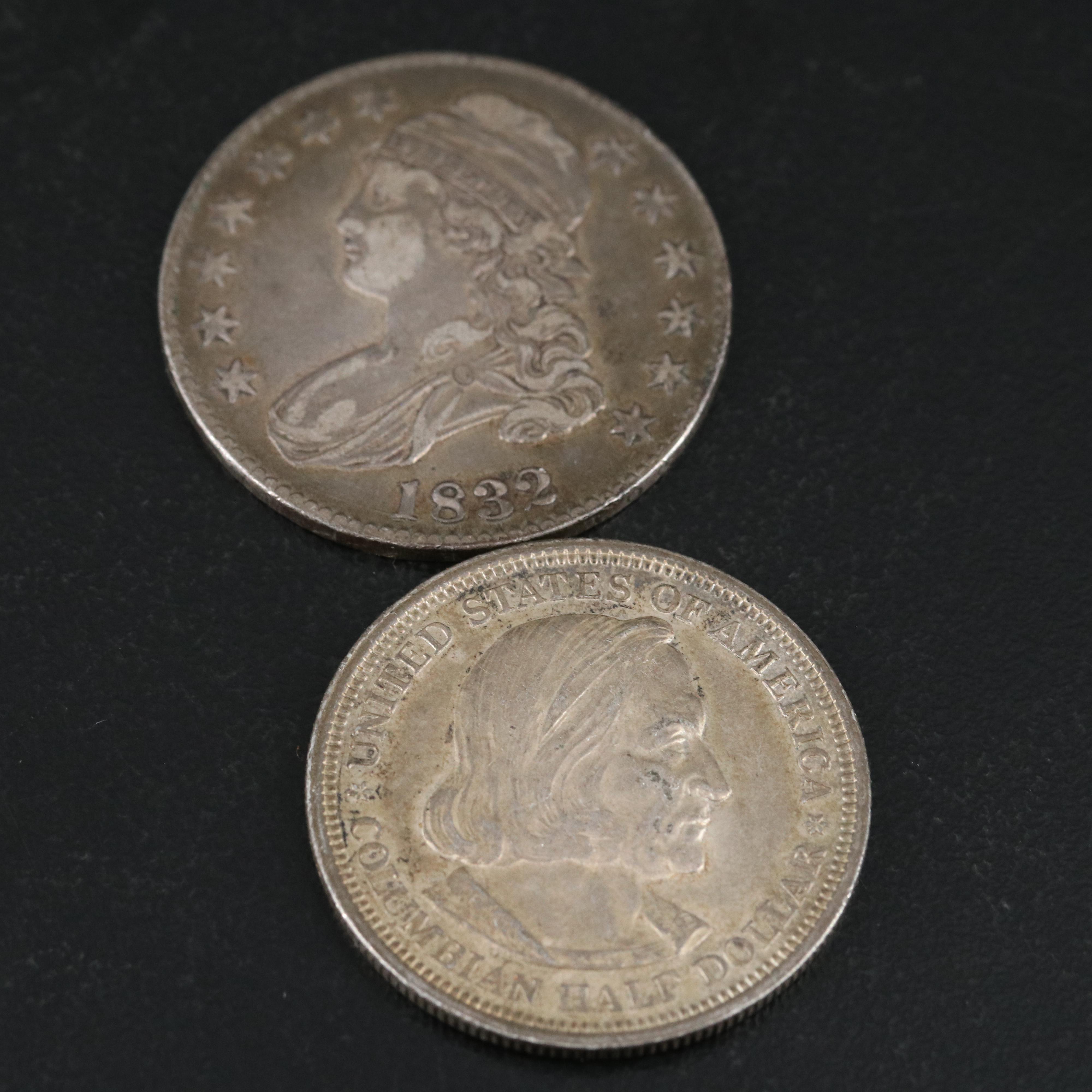 1832 Capped Bust Half Dollar and Three Other U.S. Coins